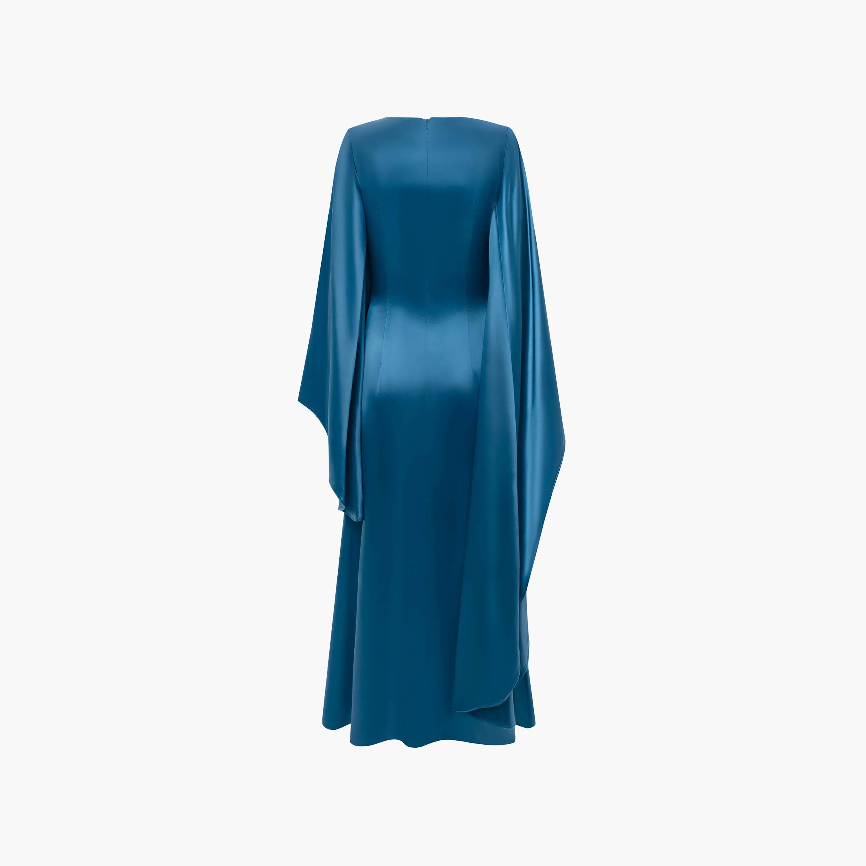 Lichi Satin Voluminous Sleeves Sheath Women's Maxi Evening Dress-women-clothing-dresses-image-6