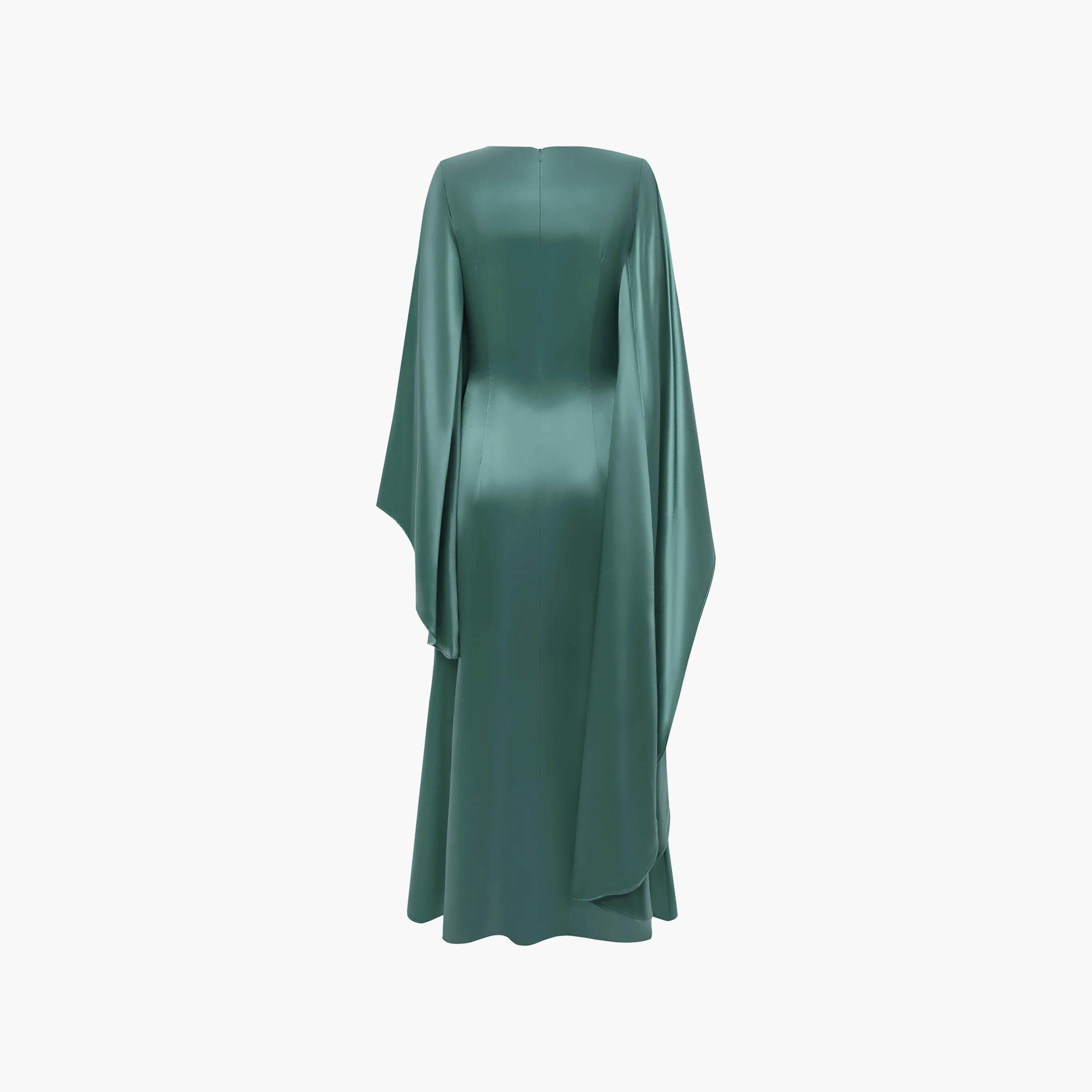 Lichi Satin Voluminous Sleeves Sheath Women's Maxi Evening Dress-women-clothing-dresses-image-6