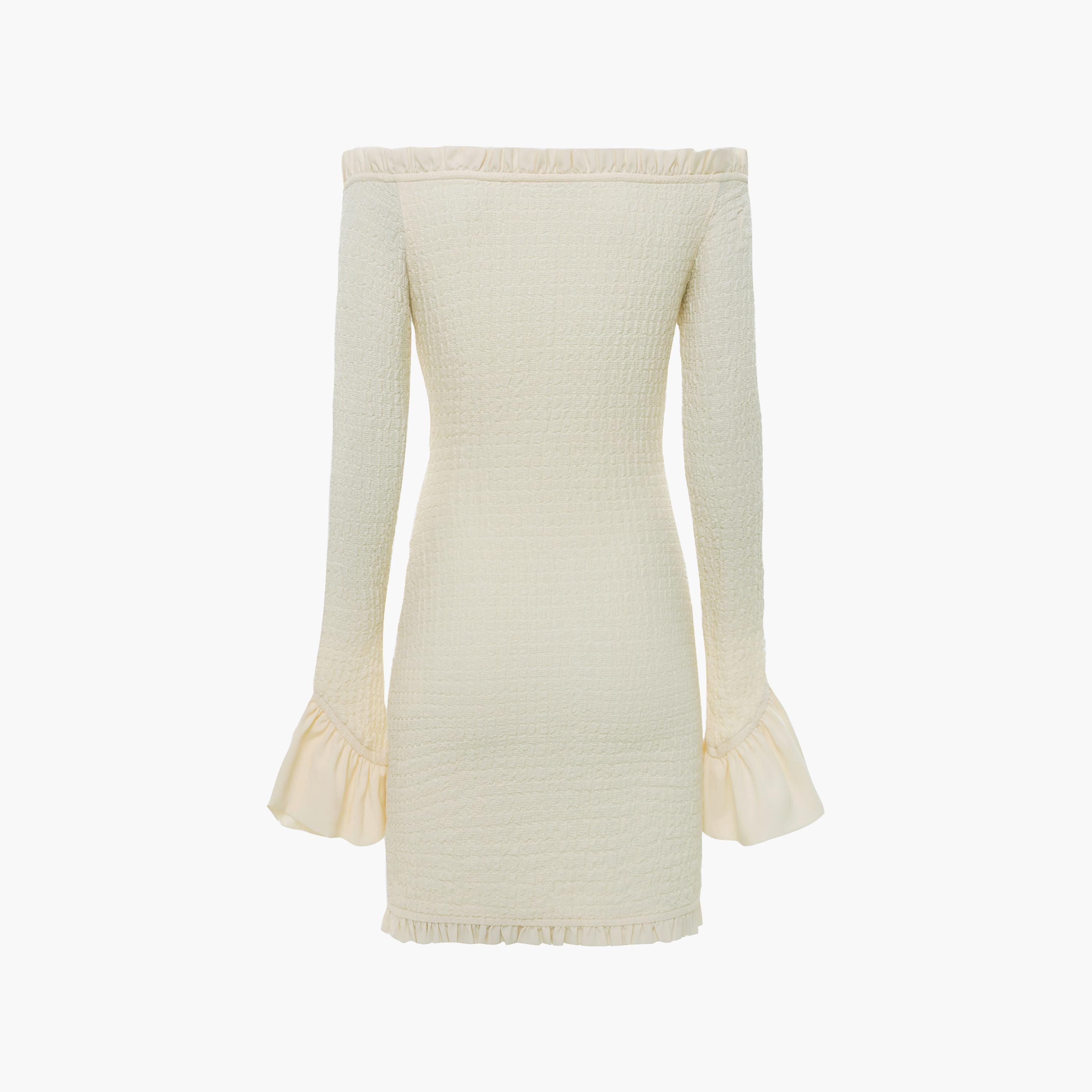 Lichi Cream Crinkled Off-Shoulder Sheath Women's Mini Dress-women-clothing-dresses-image-5