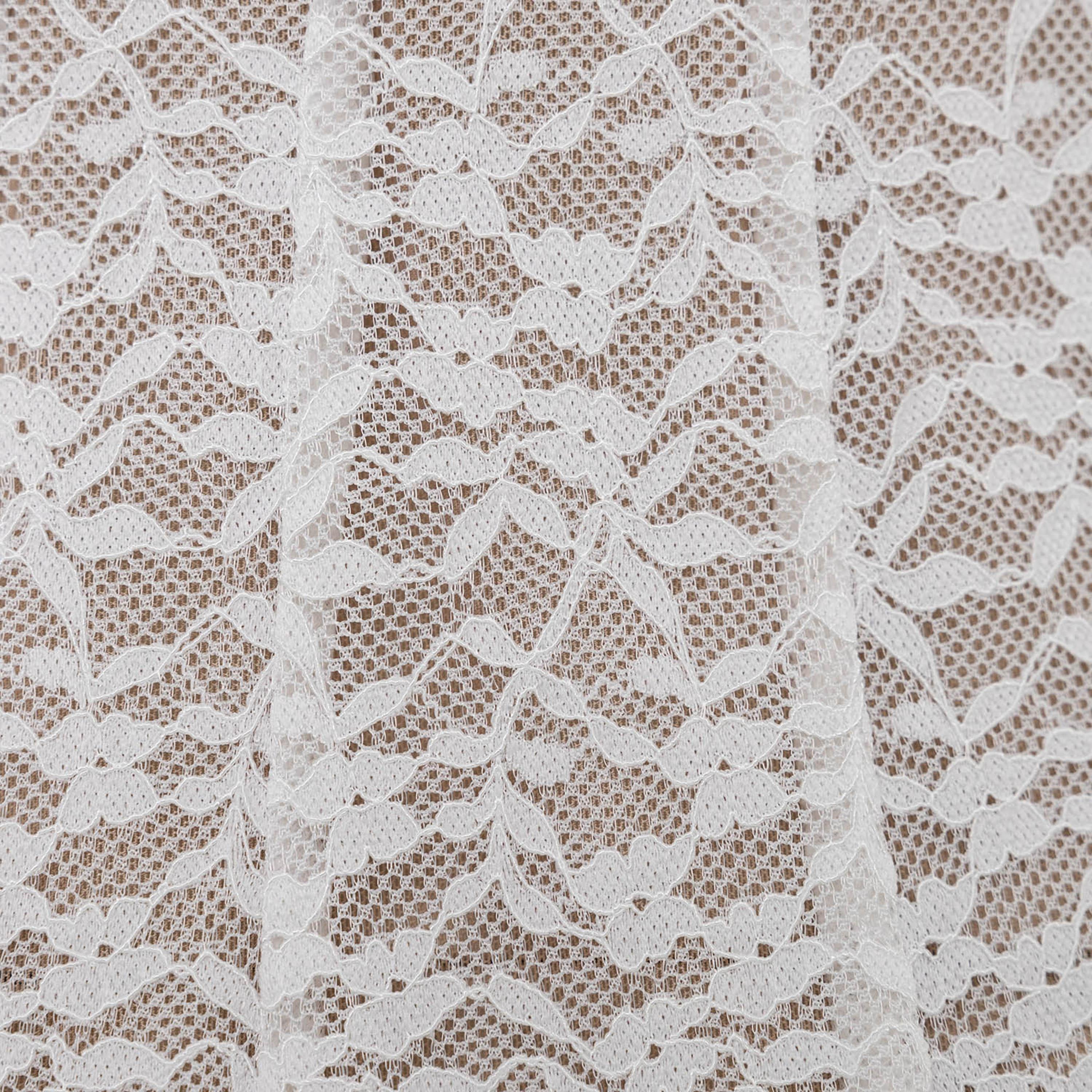 Lichi White All-Over Lace Contrast Mandarin Collar Sheath Women's Mini Dress-women-clothing-dresses-image-6
