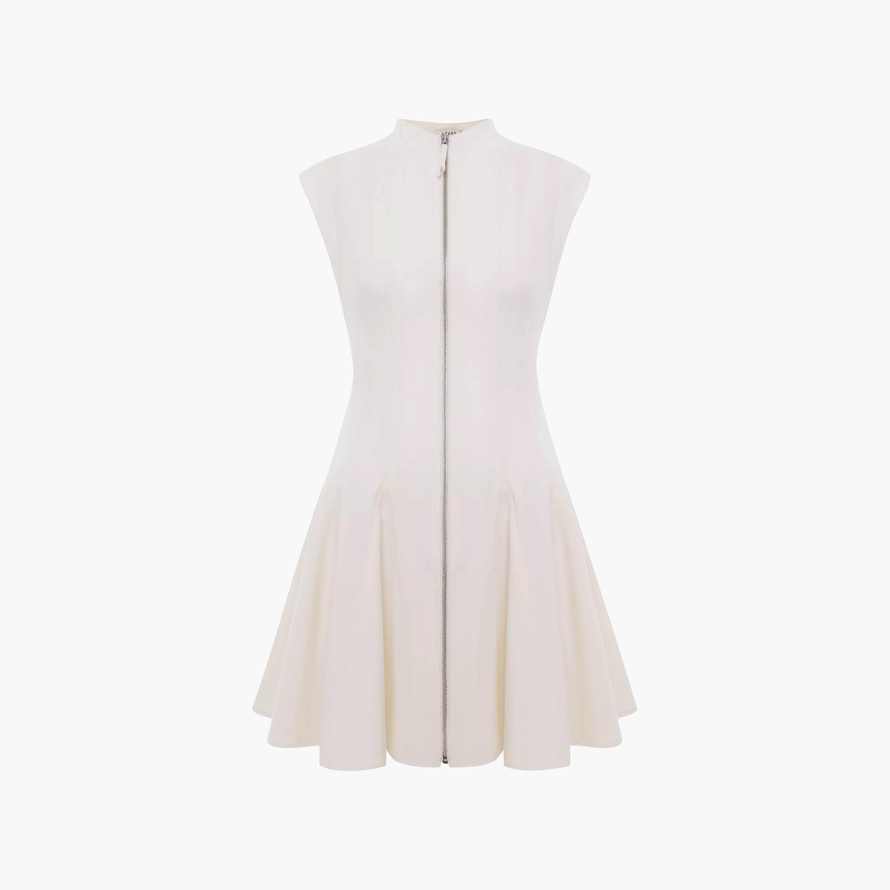 Lichi Mock Neck Fit & Flared Women's Mini Evening Dress-women-clothing-dresses-image-4