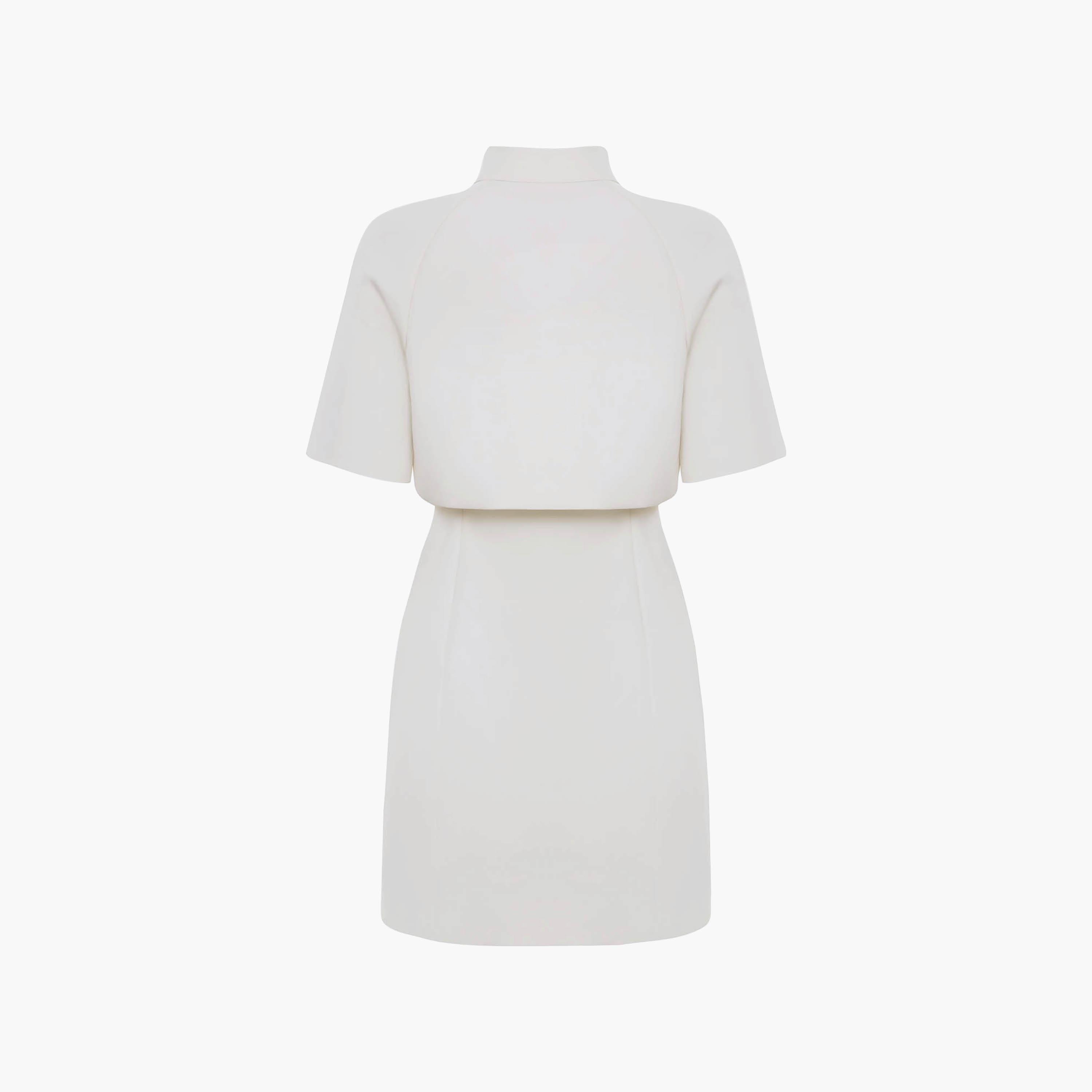 Lichi Cream Mandarin Collar Raglan Sleeves Sheath Women's Mini Dress-women-clothing-dresses-image-6
