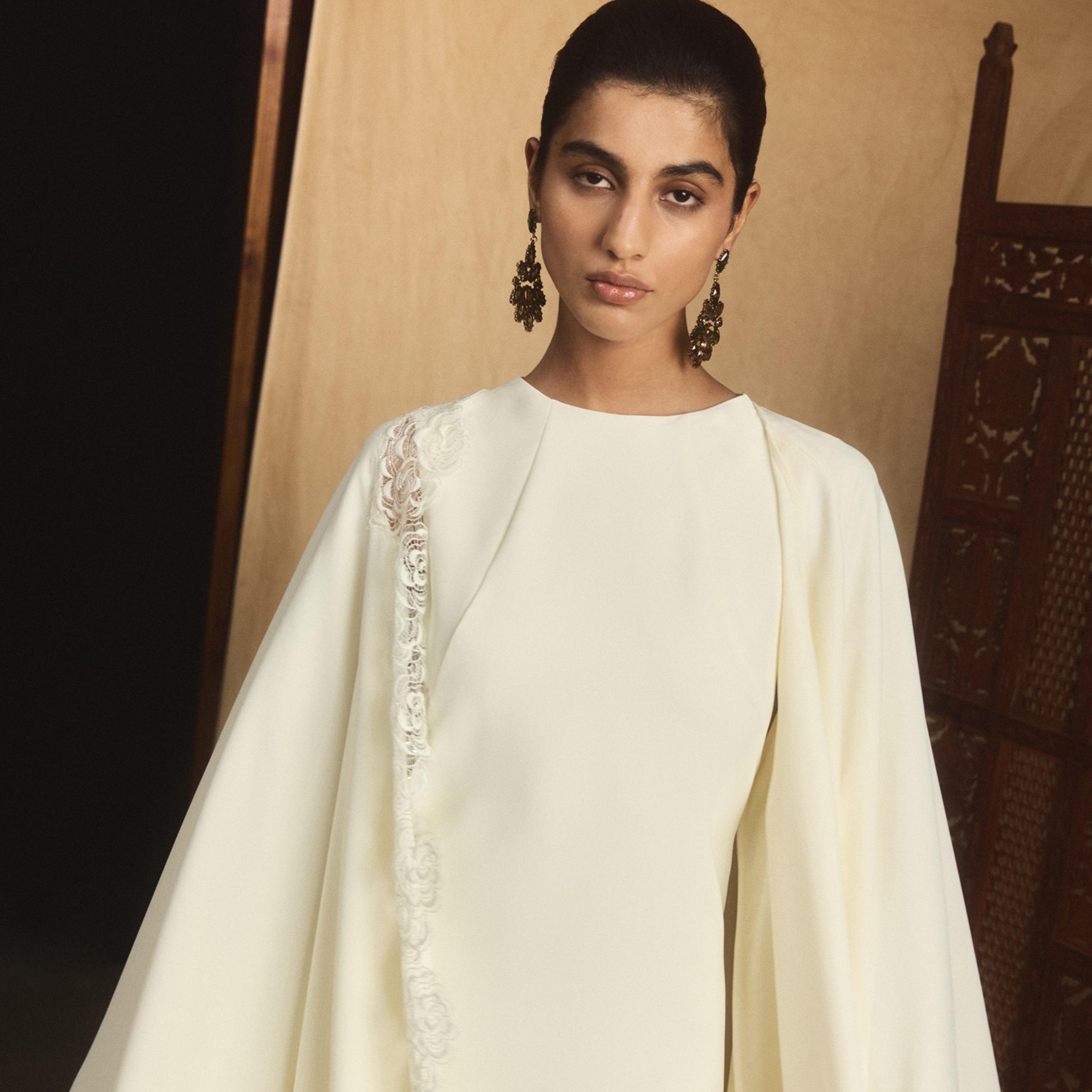 Lichi Floral Lace Satin Raglan Flared Sleeves Kaftan Women's Maxi Dress-women-clothing-dresses-image-3