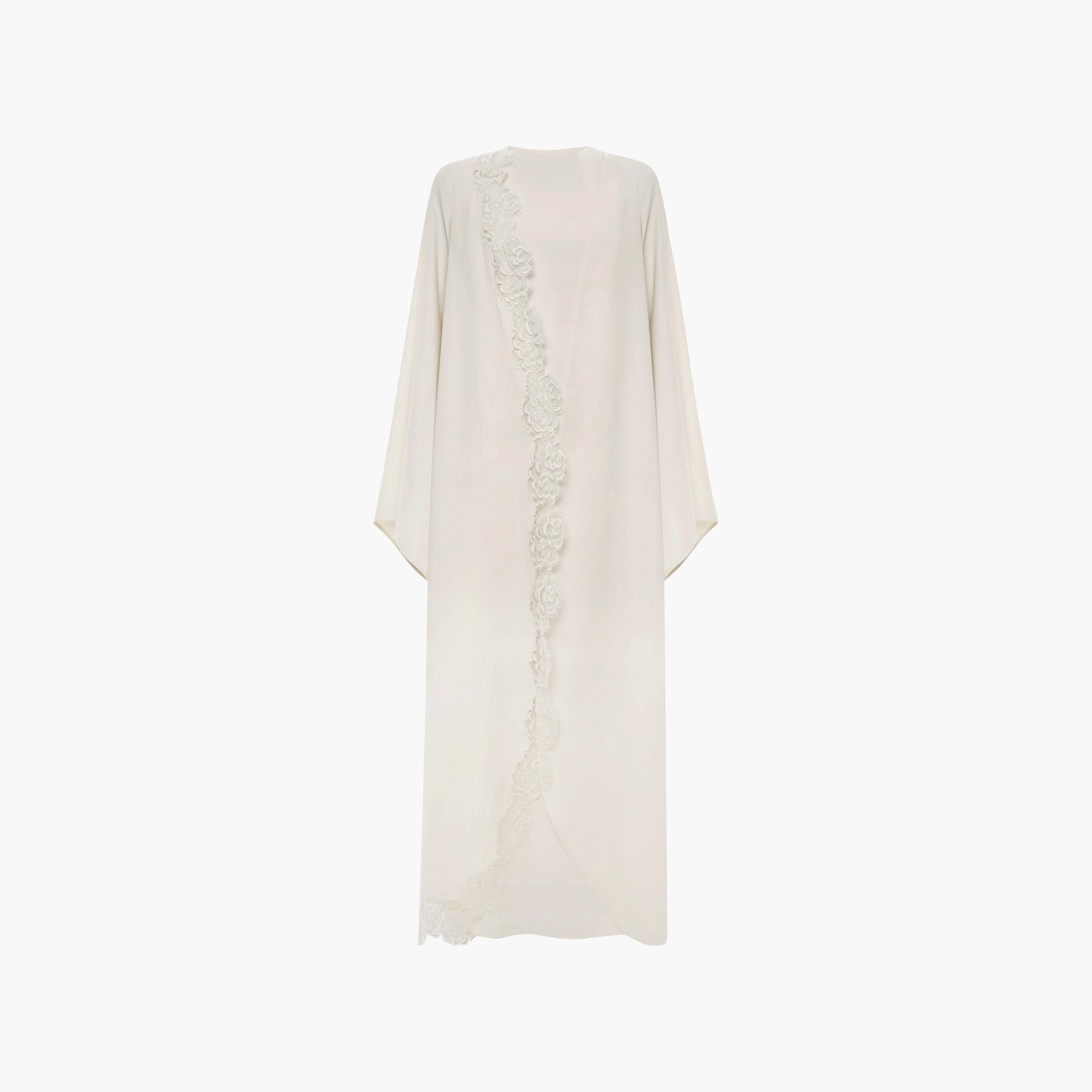 Lichi Floral Lace Satin Raglan Flared Sleeves Kaftan Women's Maxi Dress-women-clothing-dresses-image-5