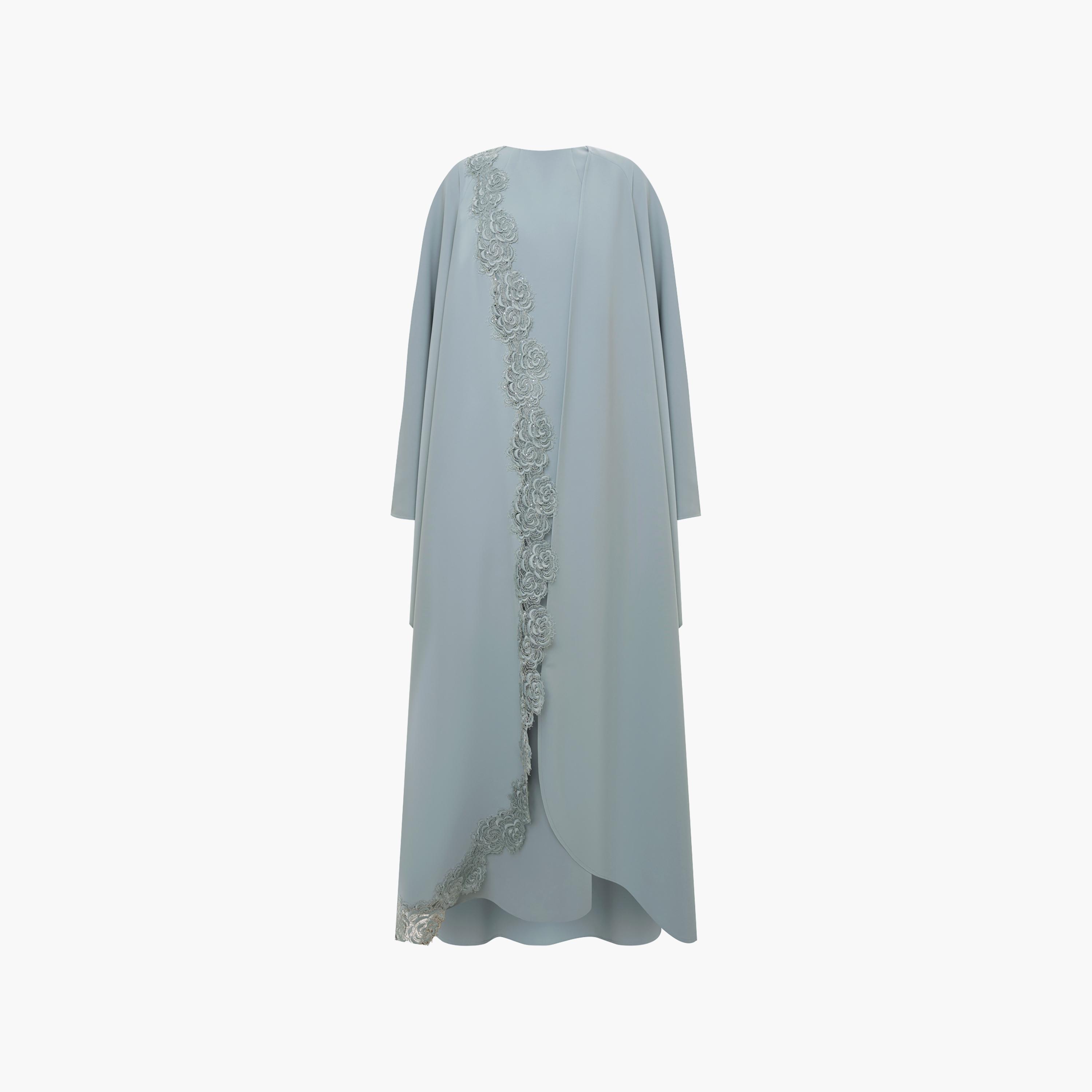 Lichi Floral Lace Satin Raglan Flared Sleeves Kaftan Women's Maxi Dress-women-clothing-dresses-image-5