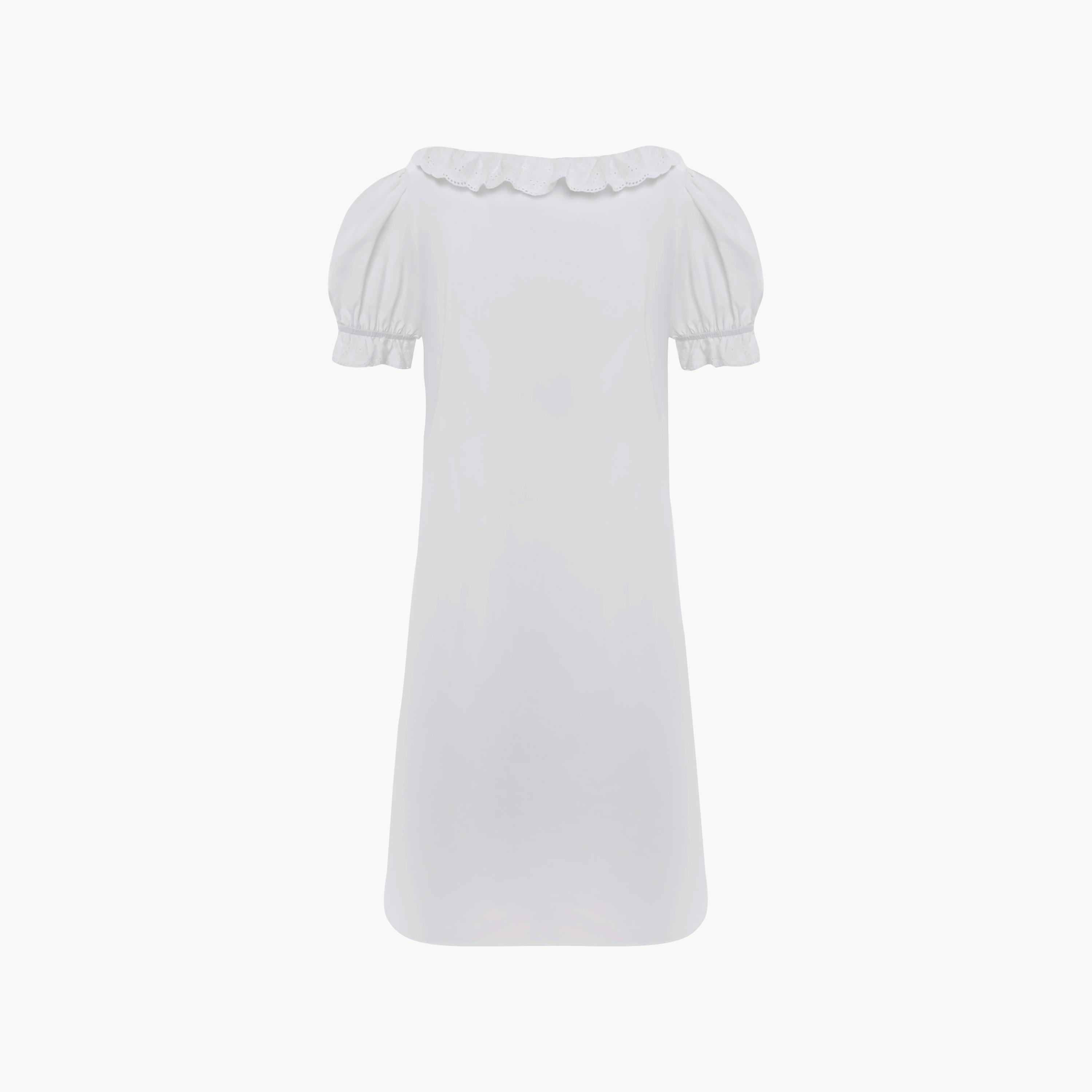 Lichi White Square Neck Puff Sleeves Shift Women's Mini Dress-women-clothing-dresses-image-6
