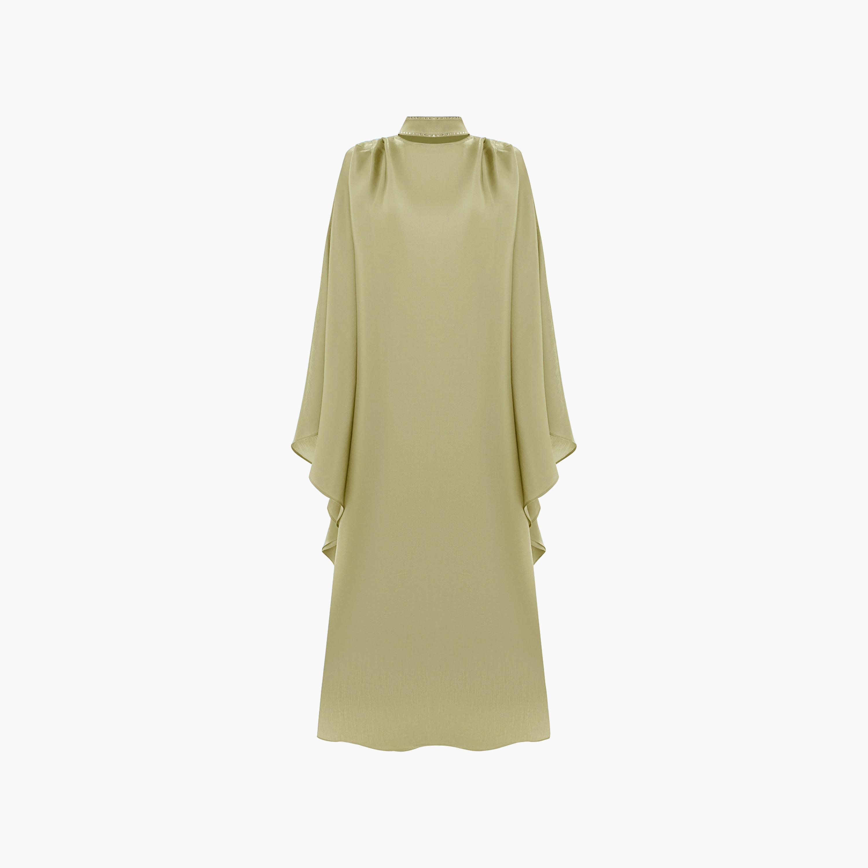 Lichi Green High Neck Kaftan Women's Maxi Dress-women-clothing-dresses-image-4