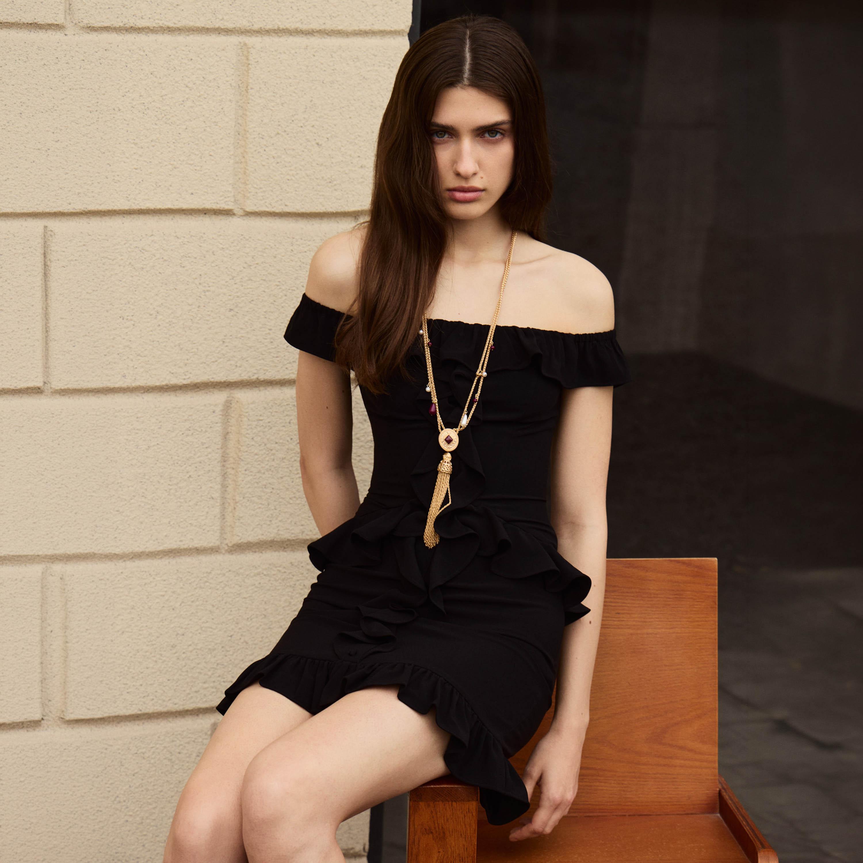 Lichi Black Off-Shoulder Sheath Women's Mini Dress-women-clothing-dresses-image-3