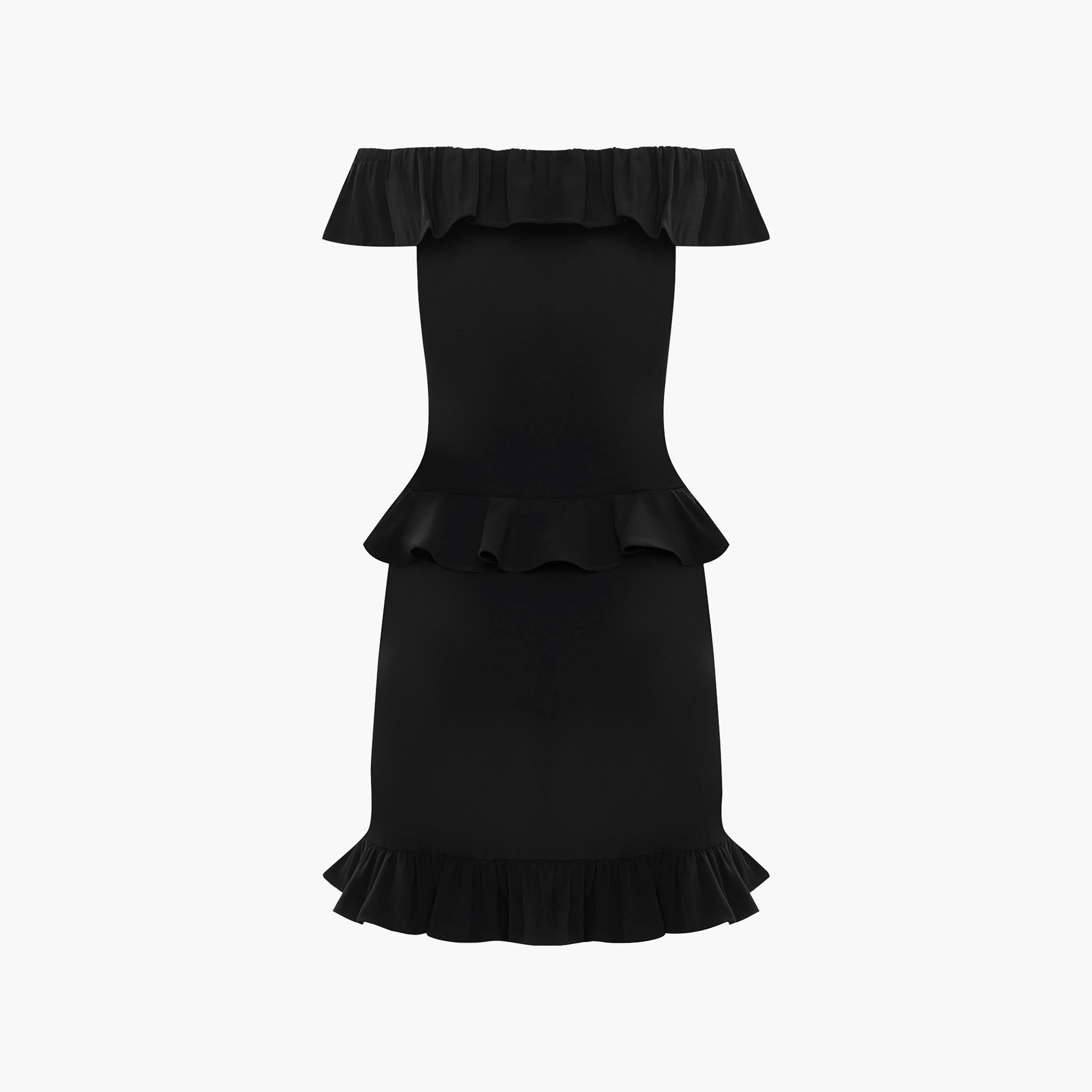 Lichi Black Off-Shoulder Sheath Women's Mini Dress-women-clothing-dresses-image-5