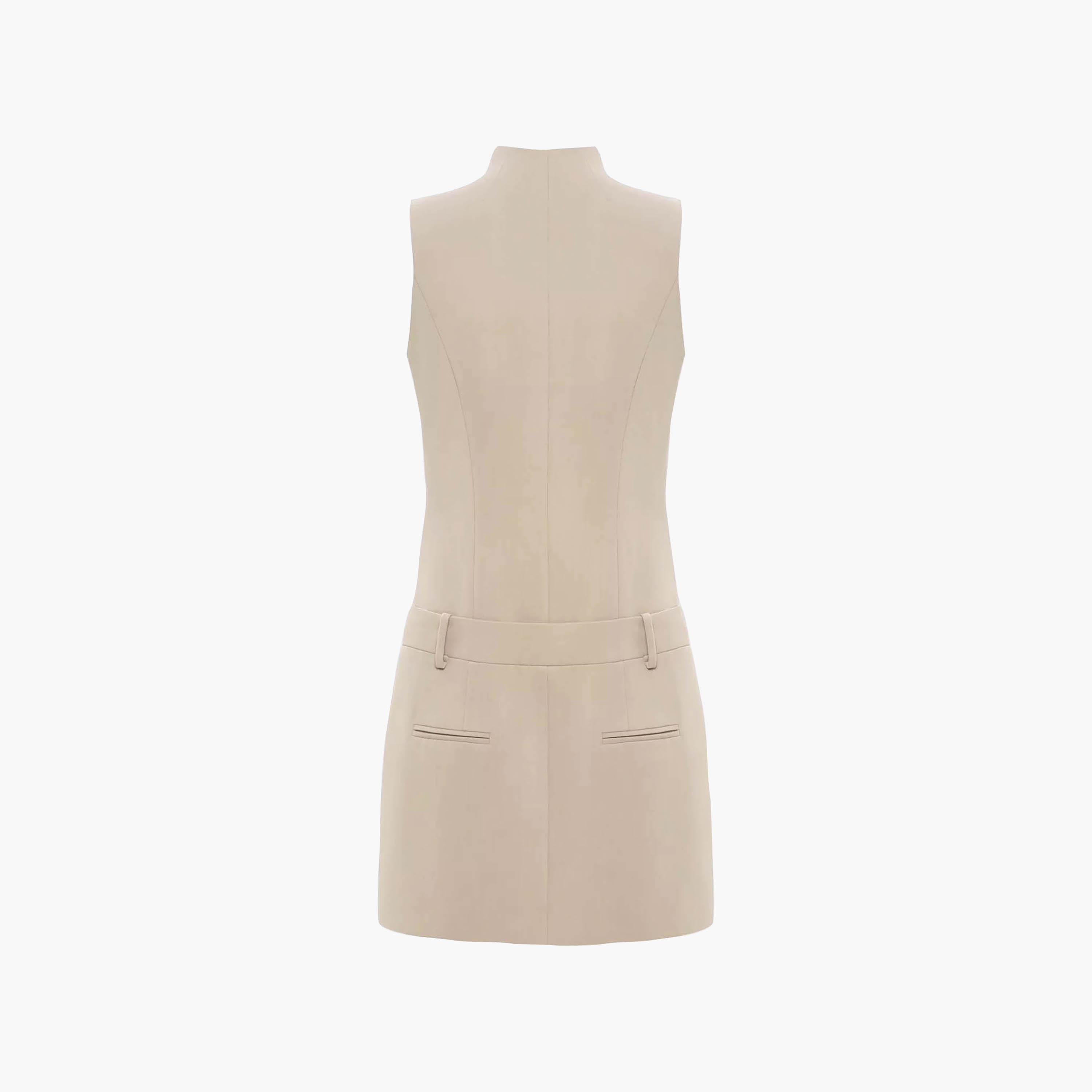 Lichi Beige Stand Collar Sheath Women's Mini Dress-women-clothing-dresses-image-5