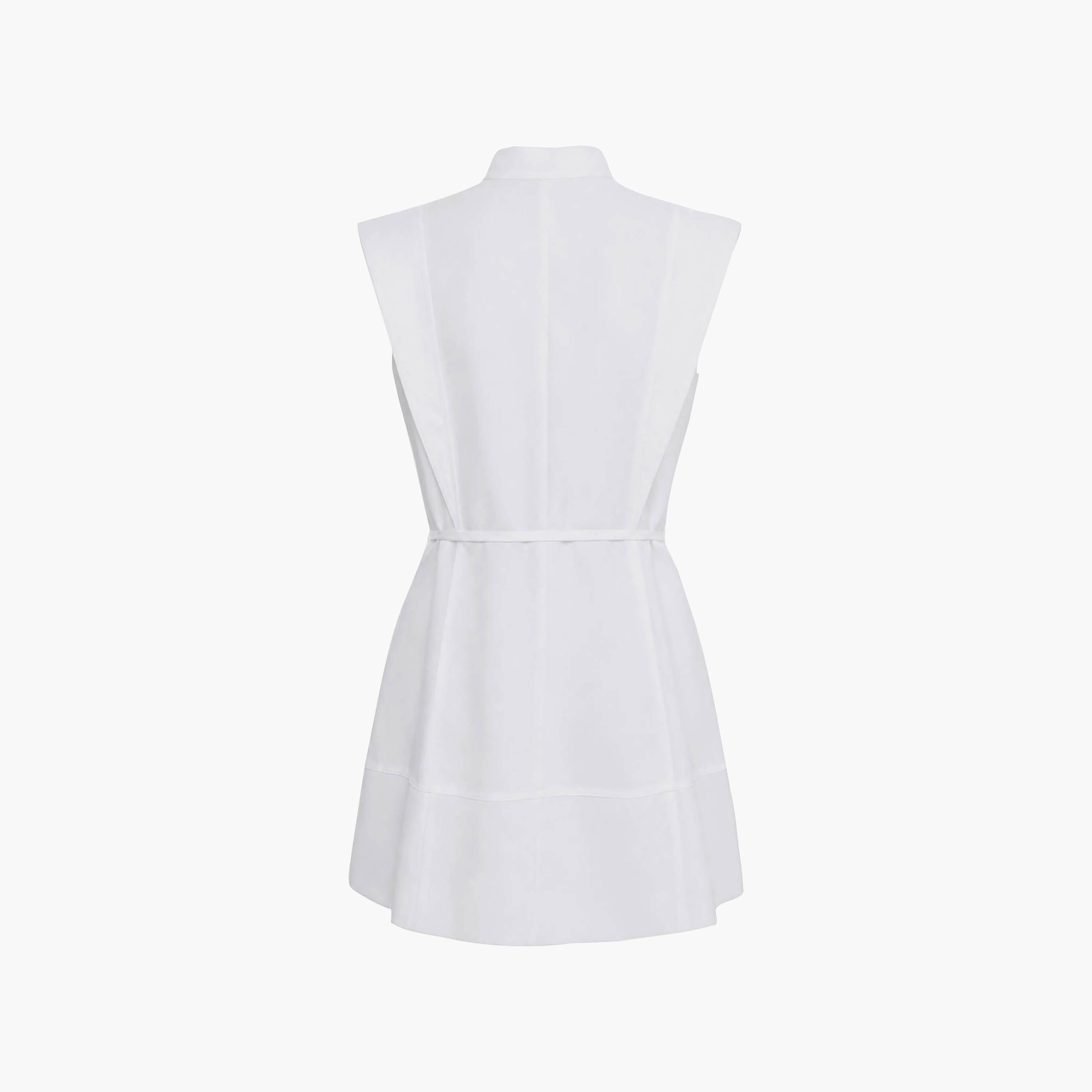 Lichi White Mandarin Collar Sheath Women's Mini Dress-women-clothing-dresses-image-6