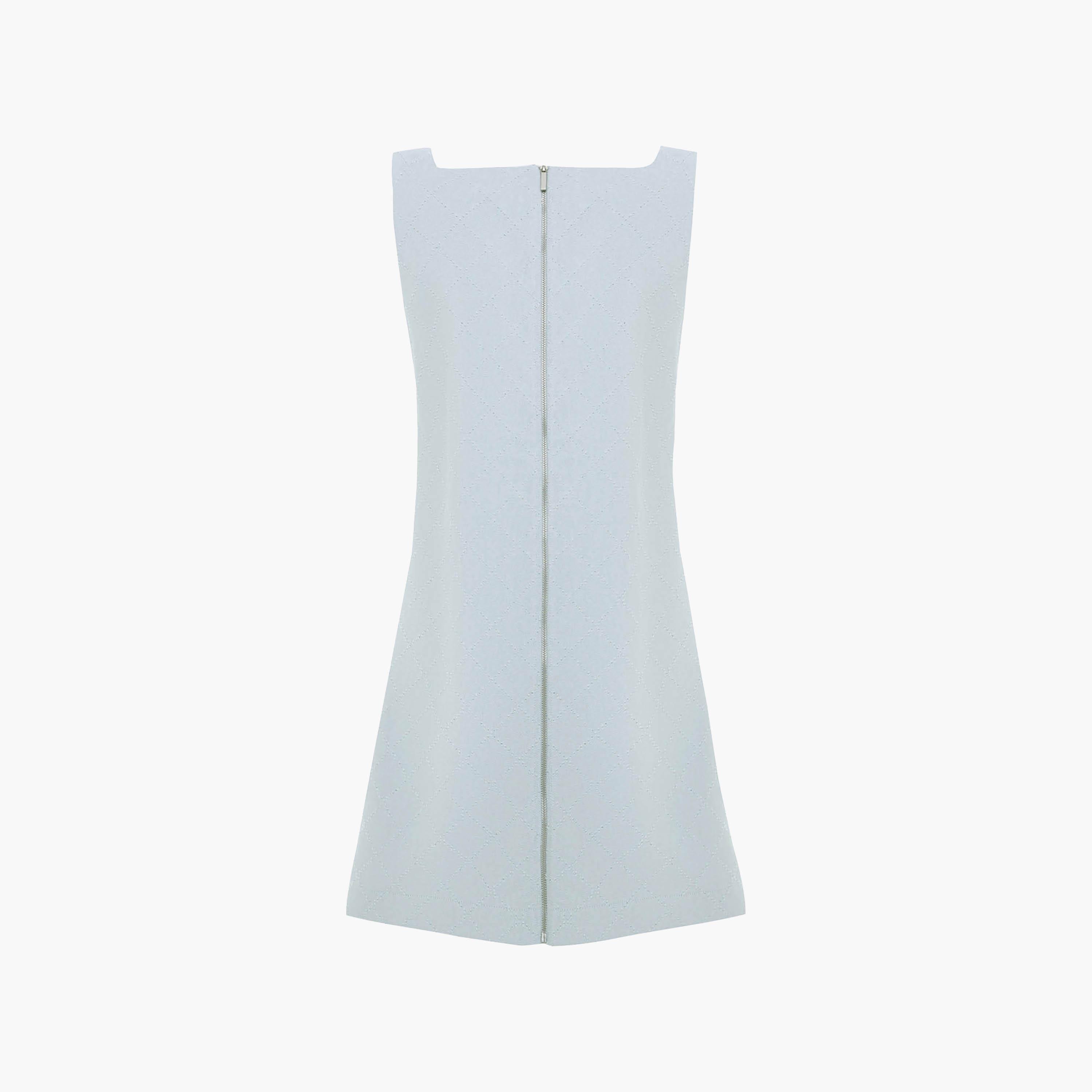 Lichi Blue Geometric Textured Square Neck Sheath Women's Mini Dress-women-clothing-dresses-image-6