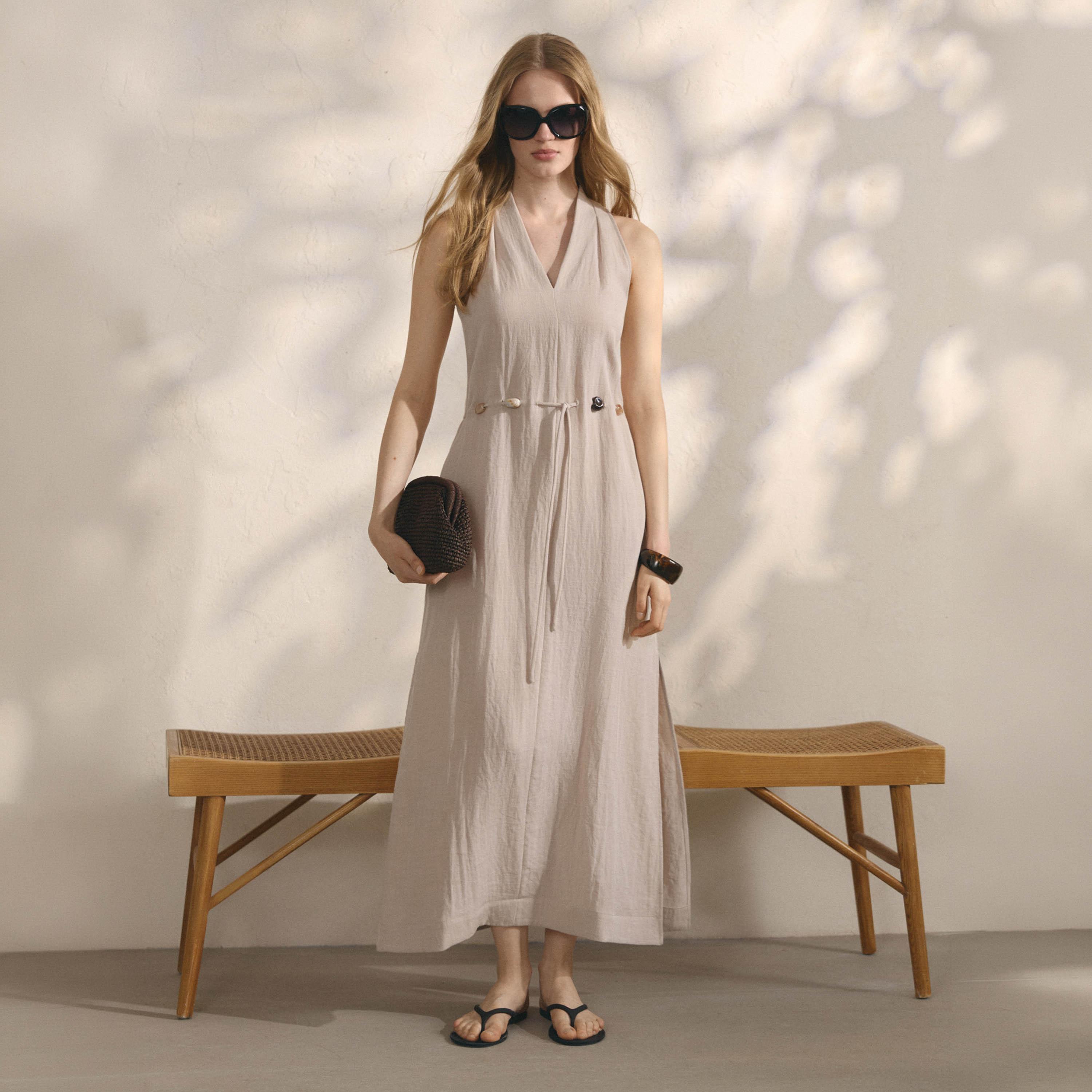 Lichi Textured Column Women's Maxi Dress-women-clothing-dresses-image-1