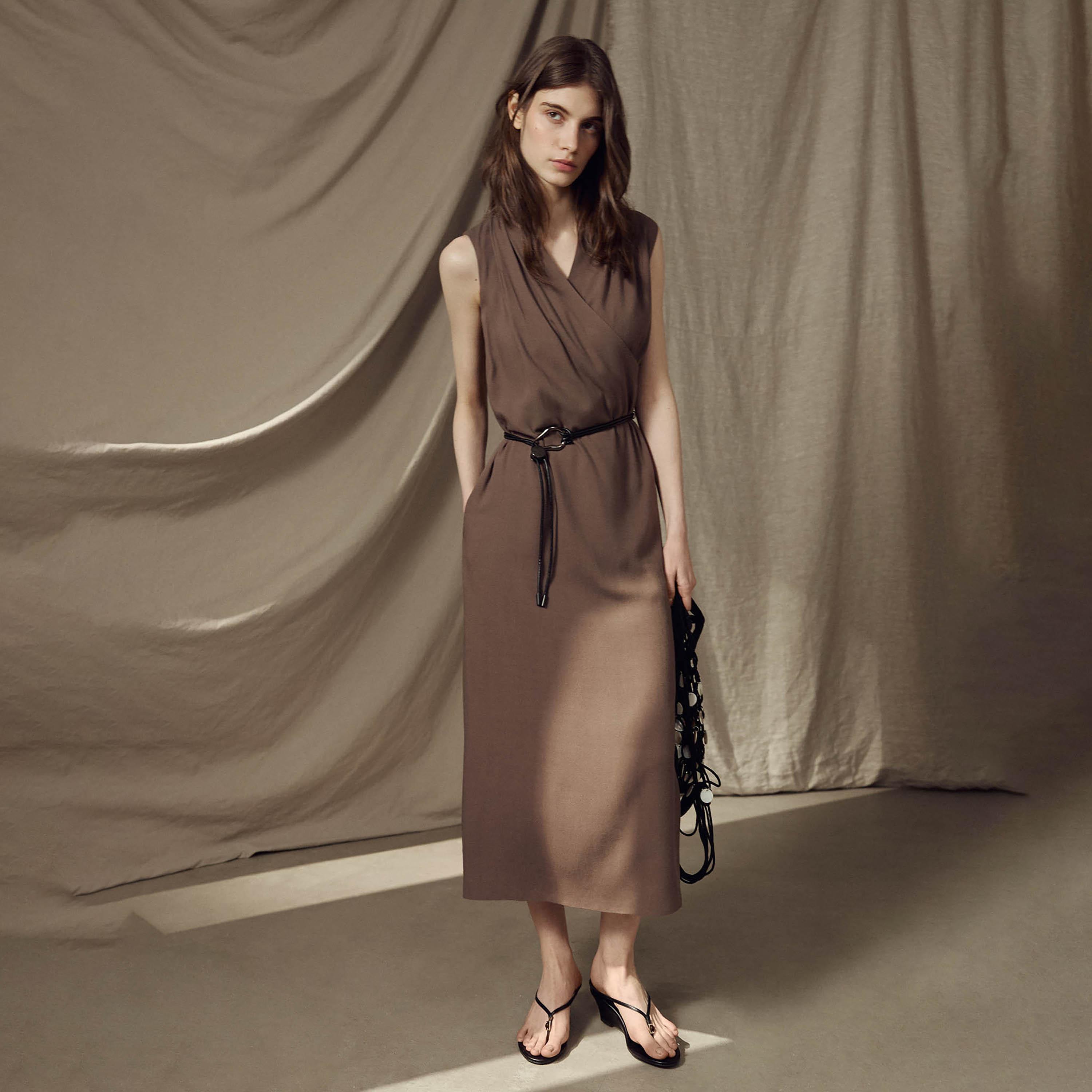 Lichi Stand-Up Collar Sheath Women's Midi Dress-women-clothing-dresses-image-2