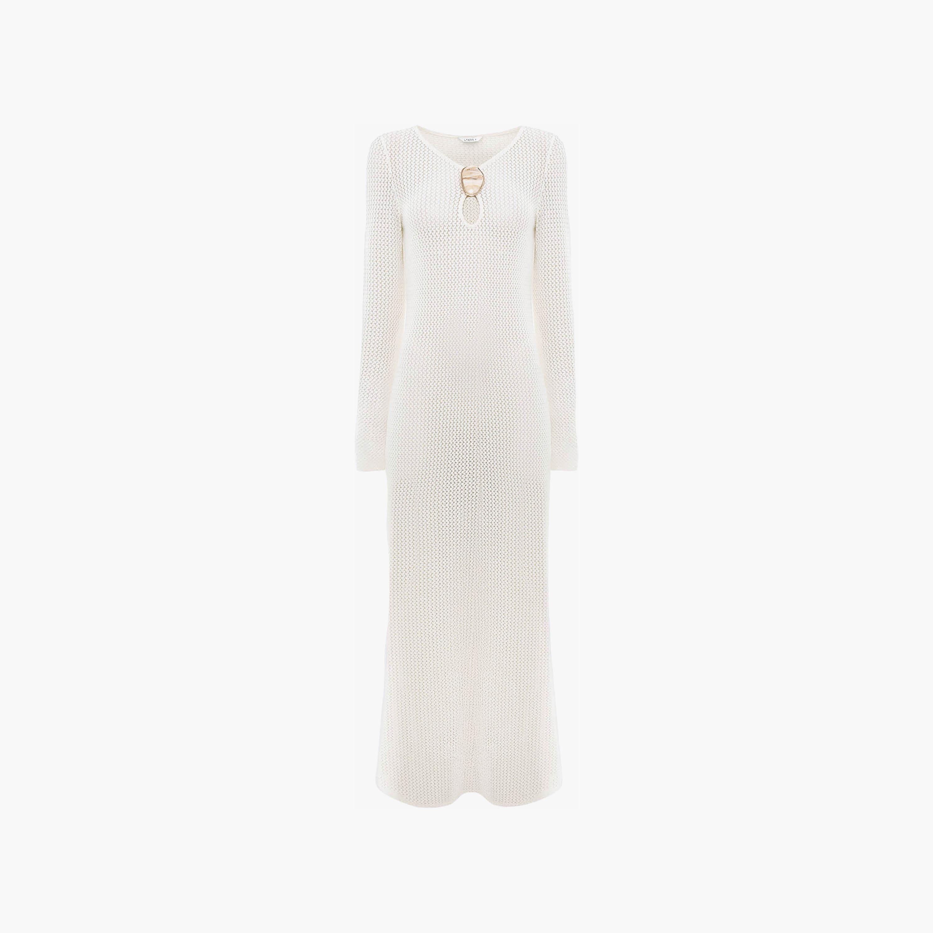 فستان ماكسي عمودي من الحياكة المفرغة باللون الكريمي من ليتشي-women-clothing-dresses-image-4