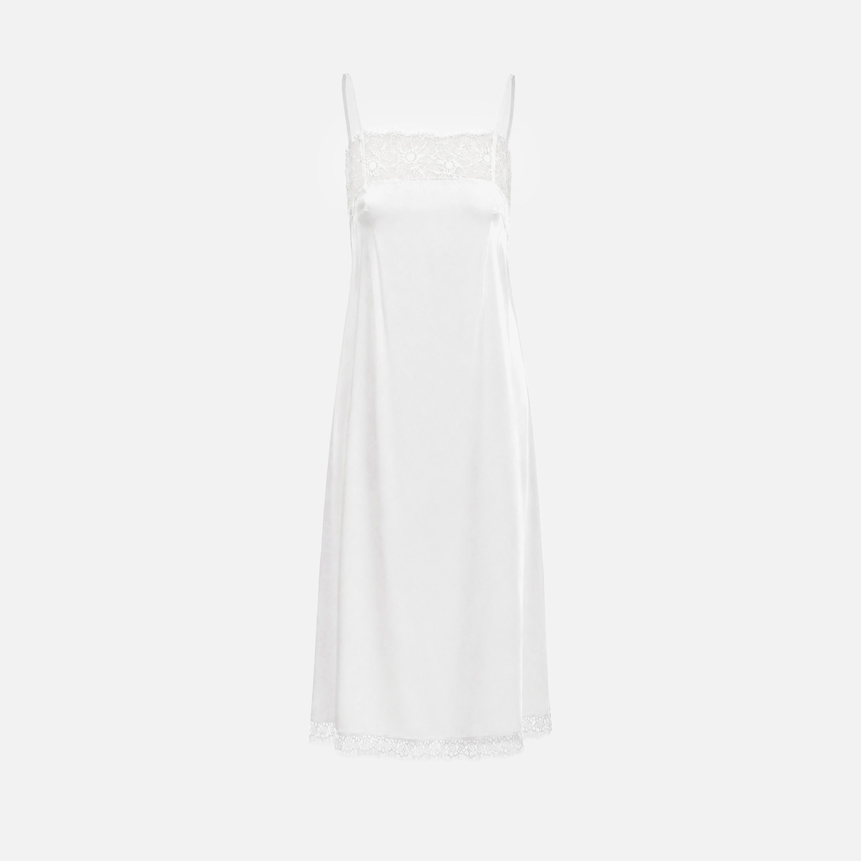 Lichi White Lace Trim Satin Spaghetti Straps Slip Women's Midi Dress-women-clothing-dresses-image-5
