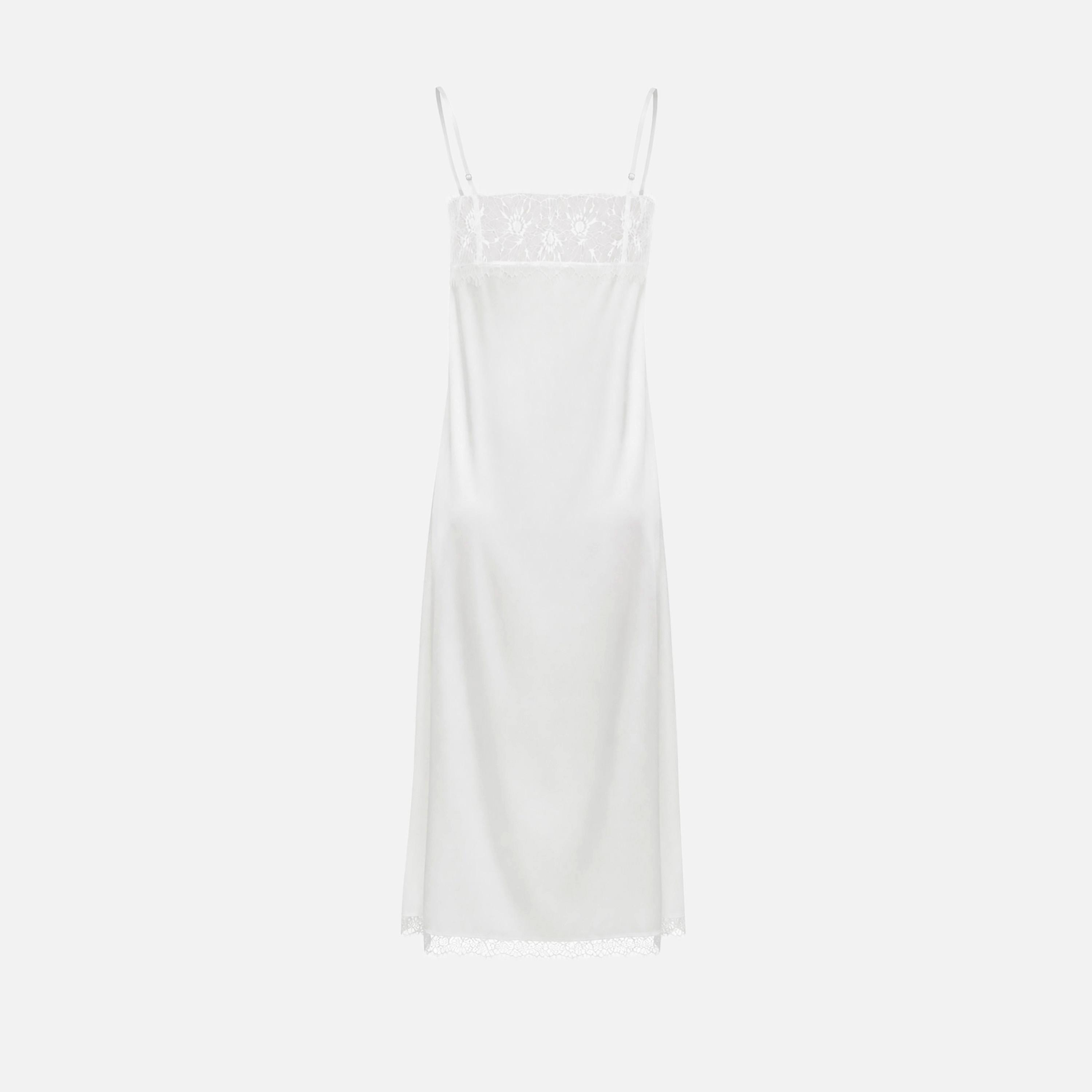 Lichi White Lace Trim Satin Spaghetti Straps Slip Women's Midi Dress-women-clothing-dresses-image-6