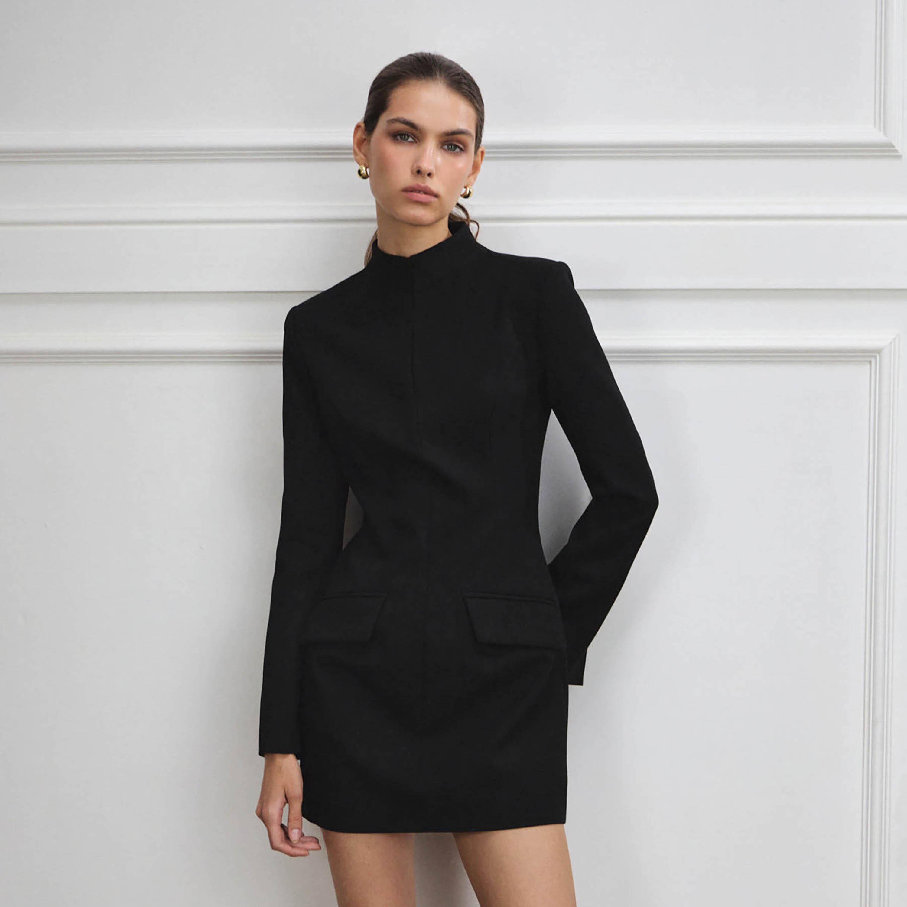 Lichi Black High Neck Sheath Women's Mini Dress-women-clothing-dresses-image-1