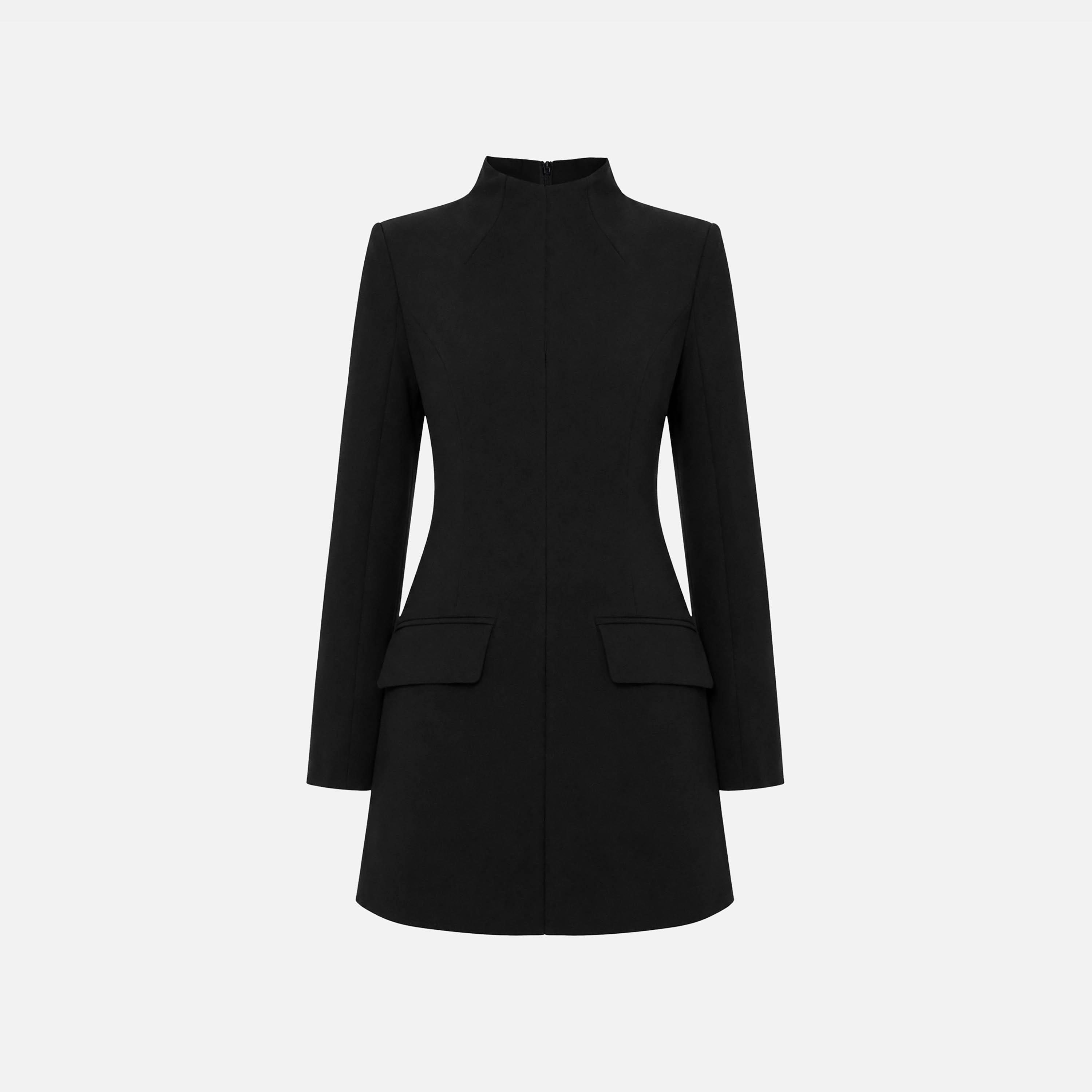 Lichi Black High Neck Sheath Women's Mini Dress-women-clothing-dresses-image-4