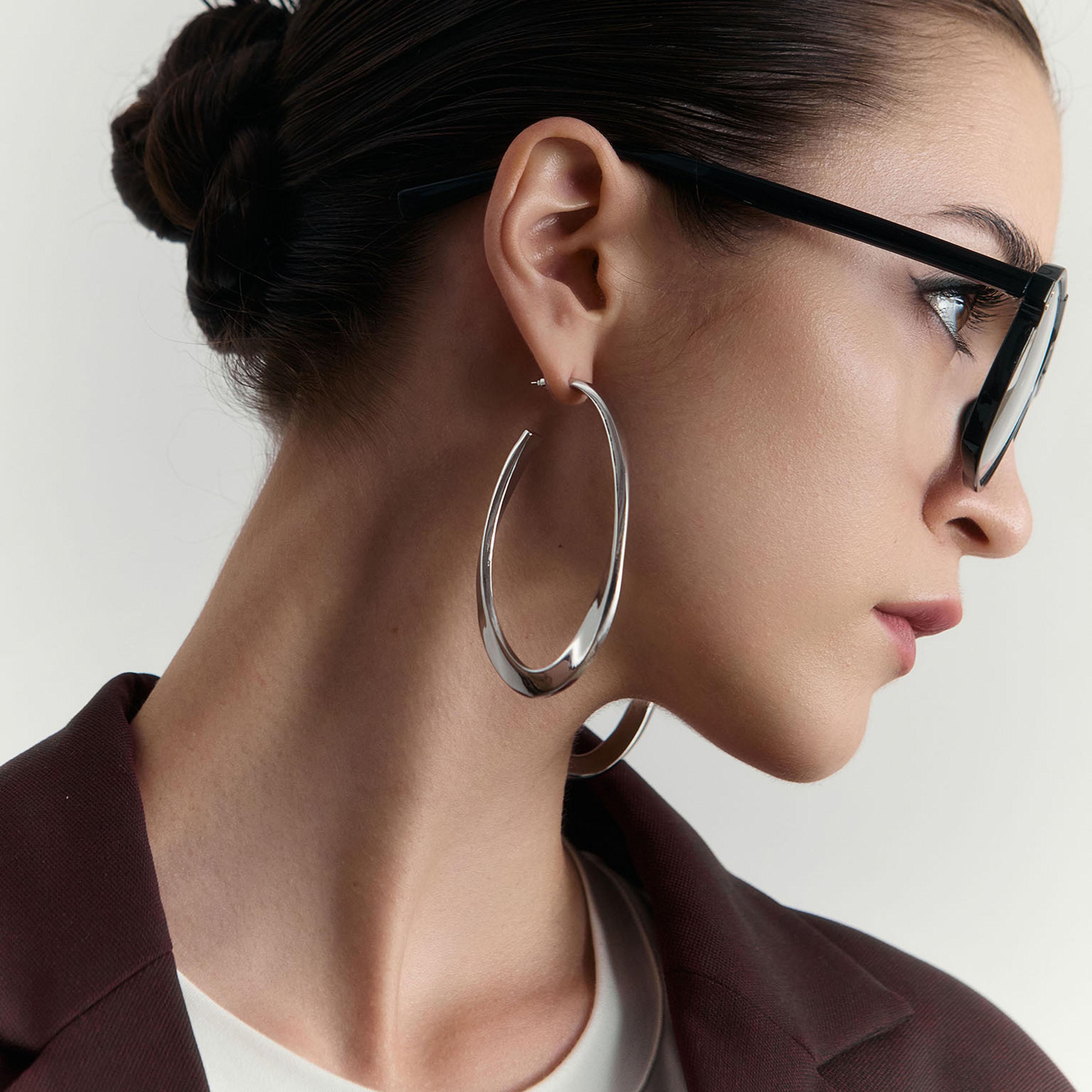 أقراط ليتشي فضية حلقية للنساء من سبيكة النحاس | ear0504-women-watchesandjewellery-jewellery-earrings-image-1