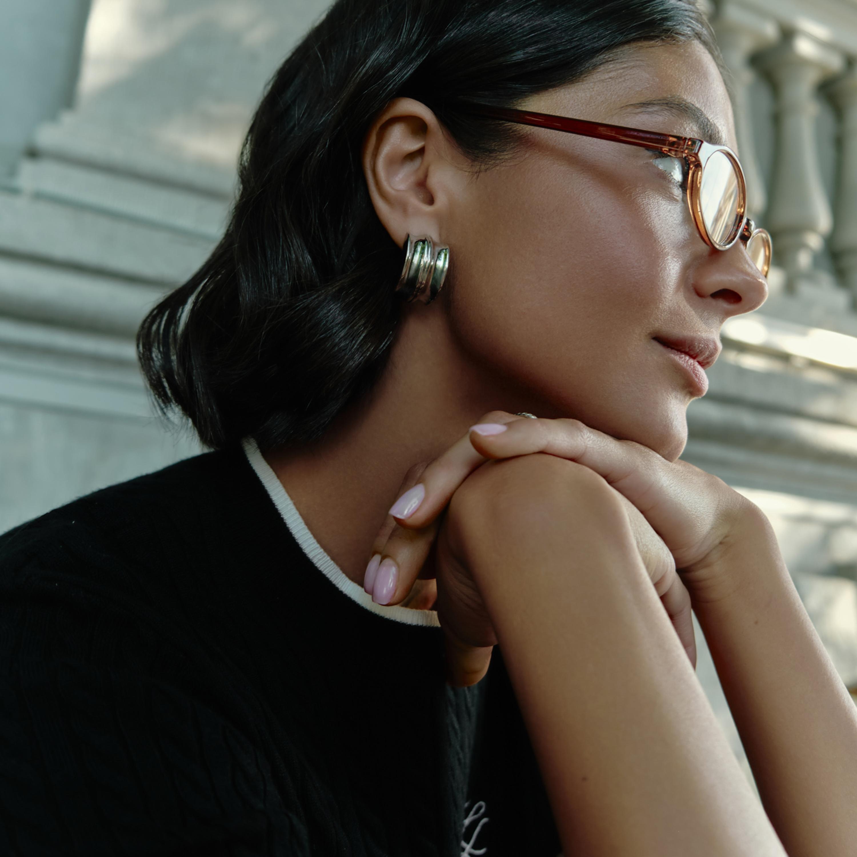 أقراط ليتشي فضية حلقية للنساء من سبيكة النحاس | ear0508-women-watchesandjewellery-jewellery-earrings-image-1