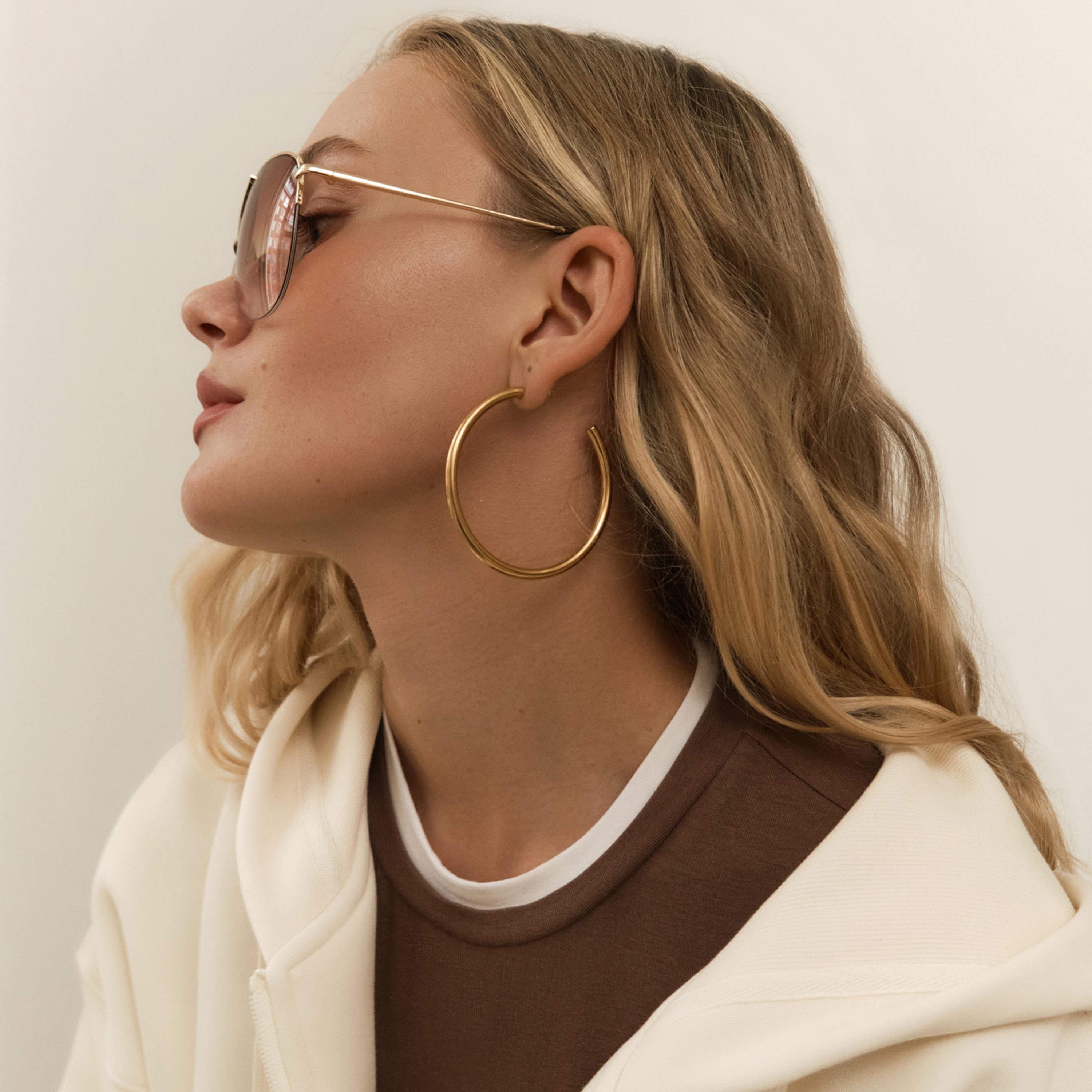 أقراط ليتشي ذهبية حلقية للنساء من الستانلس ستيل | ear0519-women-watchesandjewellery-jewellery-earrings-image-4