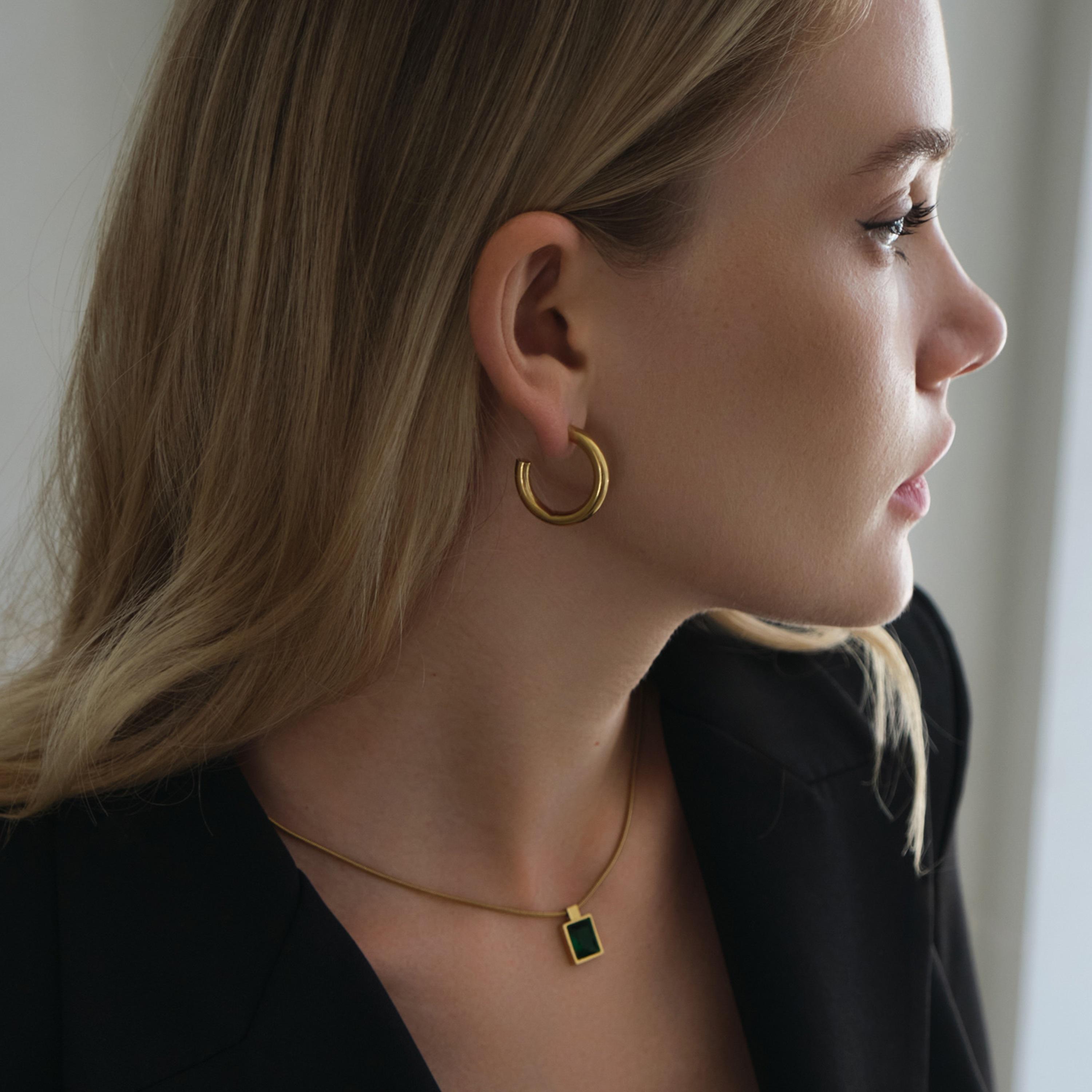 أقراط ليتشي ذهبية حلقية للنساء من الستانلس ستيل | ear0521-women-watchesandjewellery-jewellery-earrings-image-4