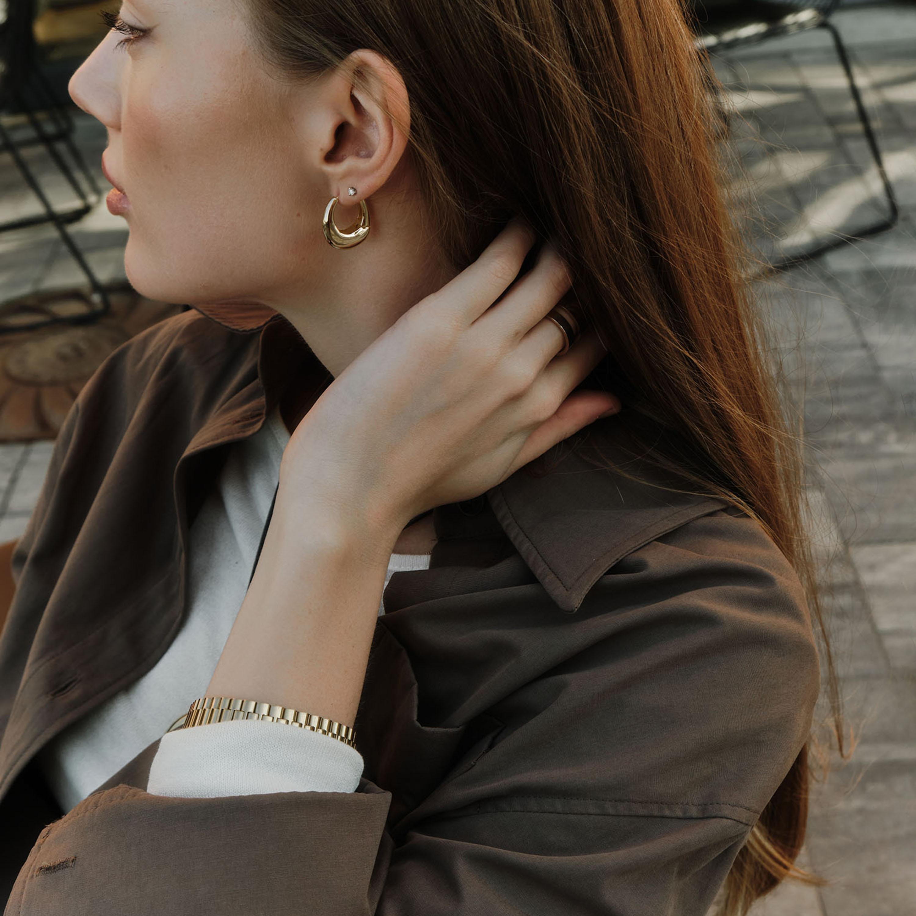 أقراط ليتشي ذهبية حلقية للنساء من الستانلس ستيل | ear0523-women-watchesandjewellery-jewellery-earrings-image-1