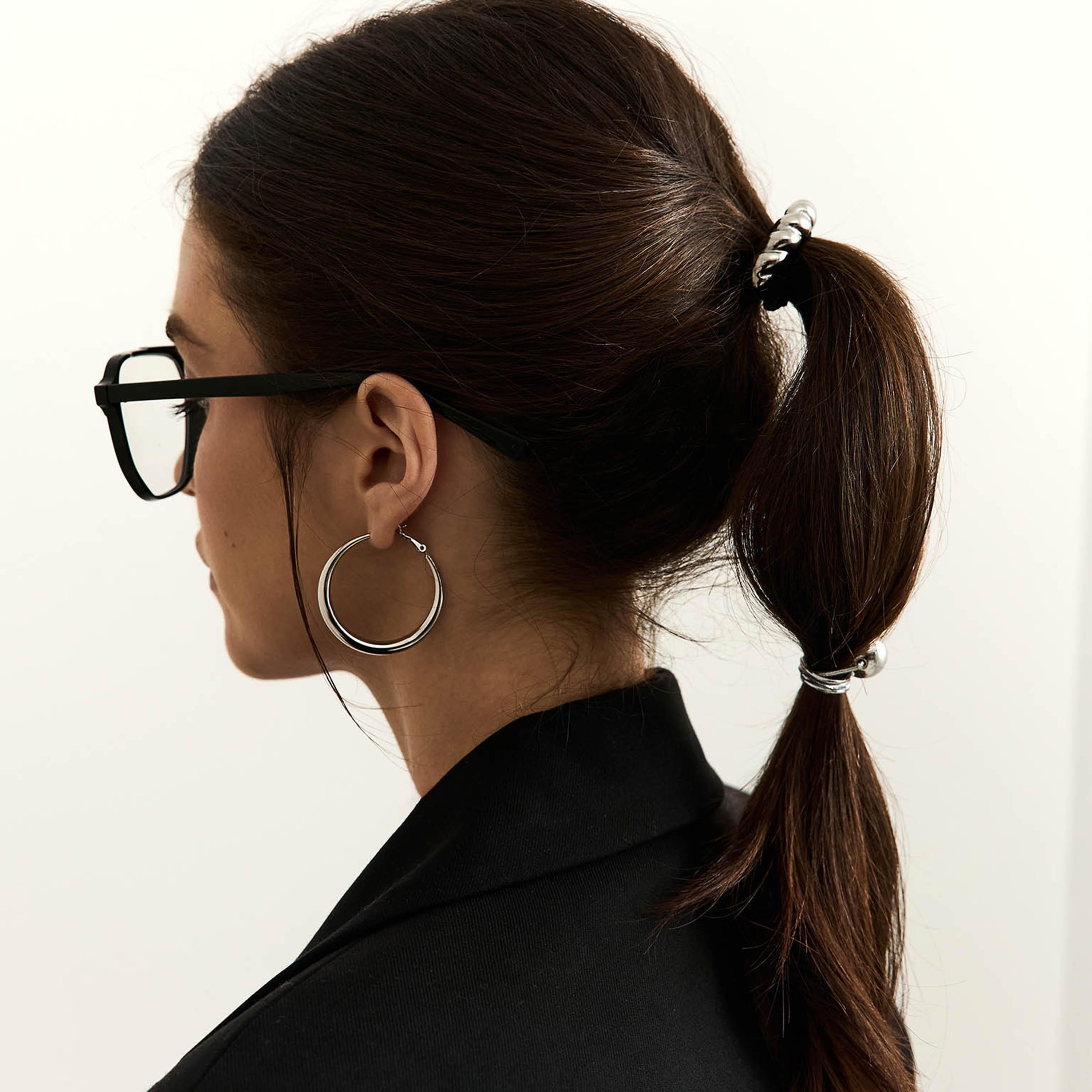 أقراط ليتشي فضية حلقية للنساء من النحاس | ear0547-women-watchesandjewellery-jewellery-earrings-image-4