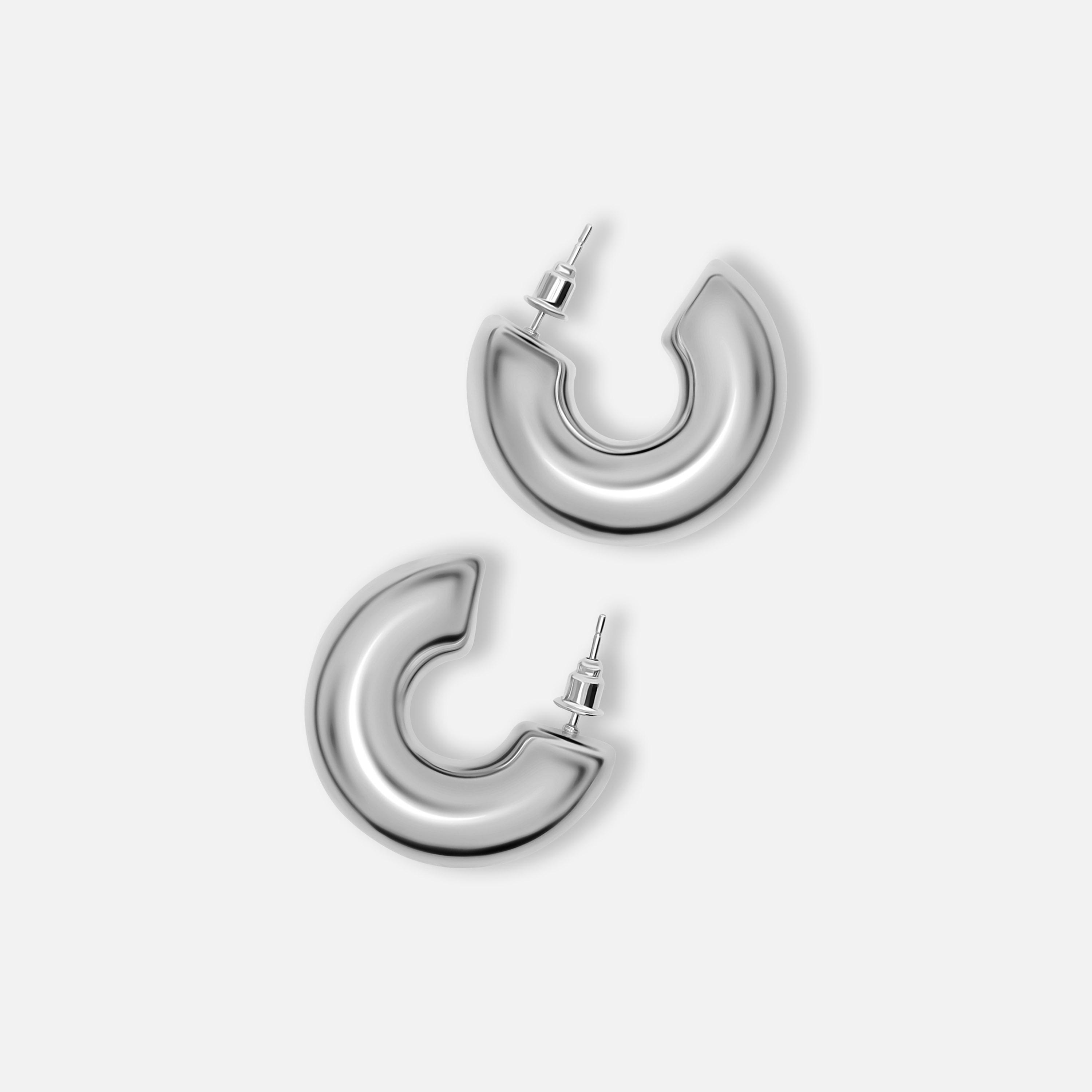 أقراط ليتشي فضية حلقية للنساء من النحاس | ear0550-women-watchesandjewellery-jewellery-earrings-image-2