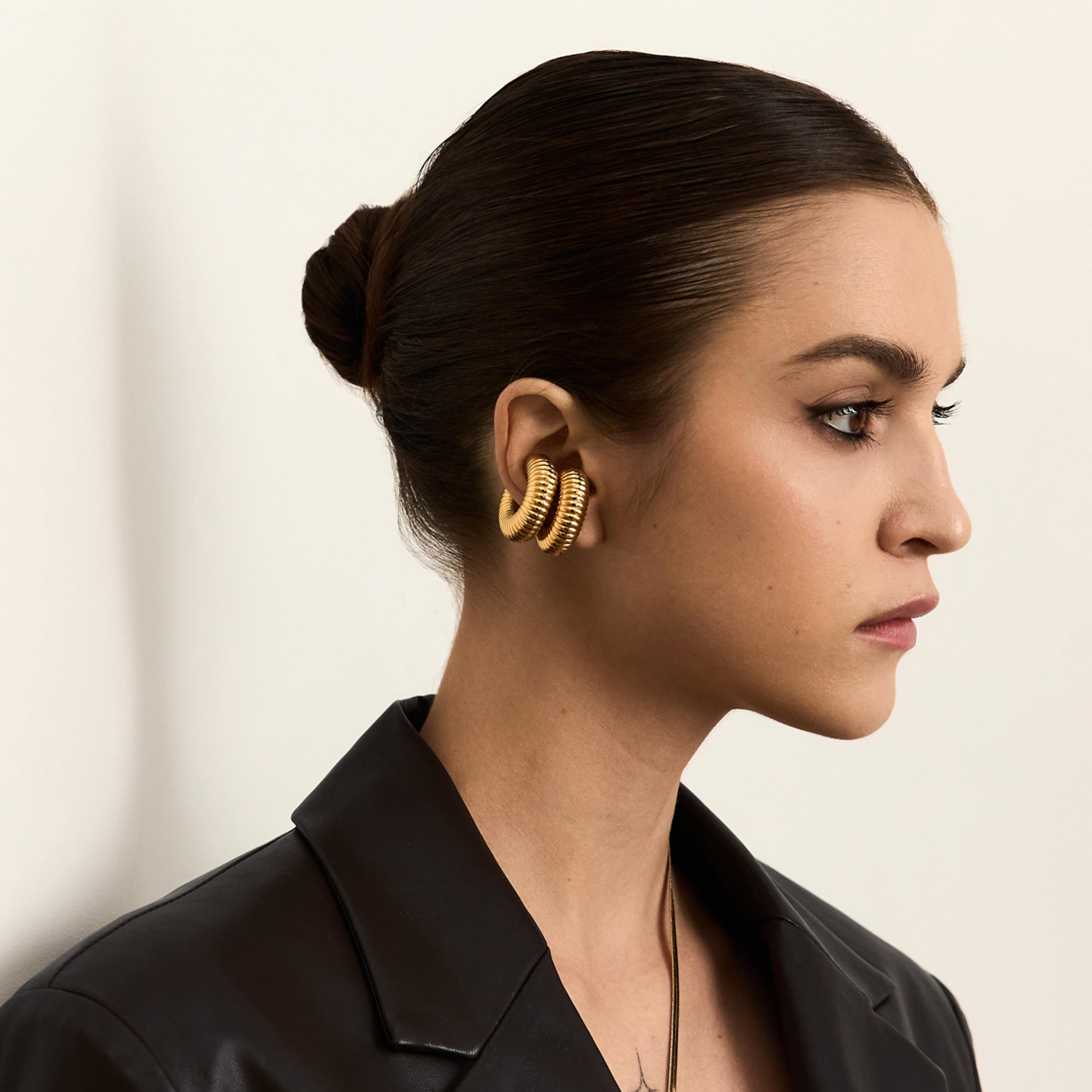 أقراط ليتشي ذهبية حلقية للنساء من الستانلس ستيل | ear0556-women-watchesandjewellery-jewellery-earrings-image-5