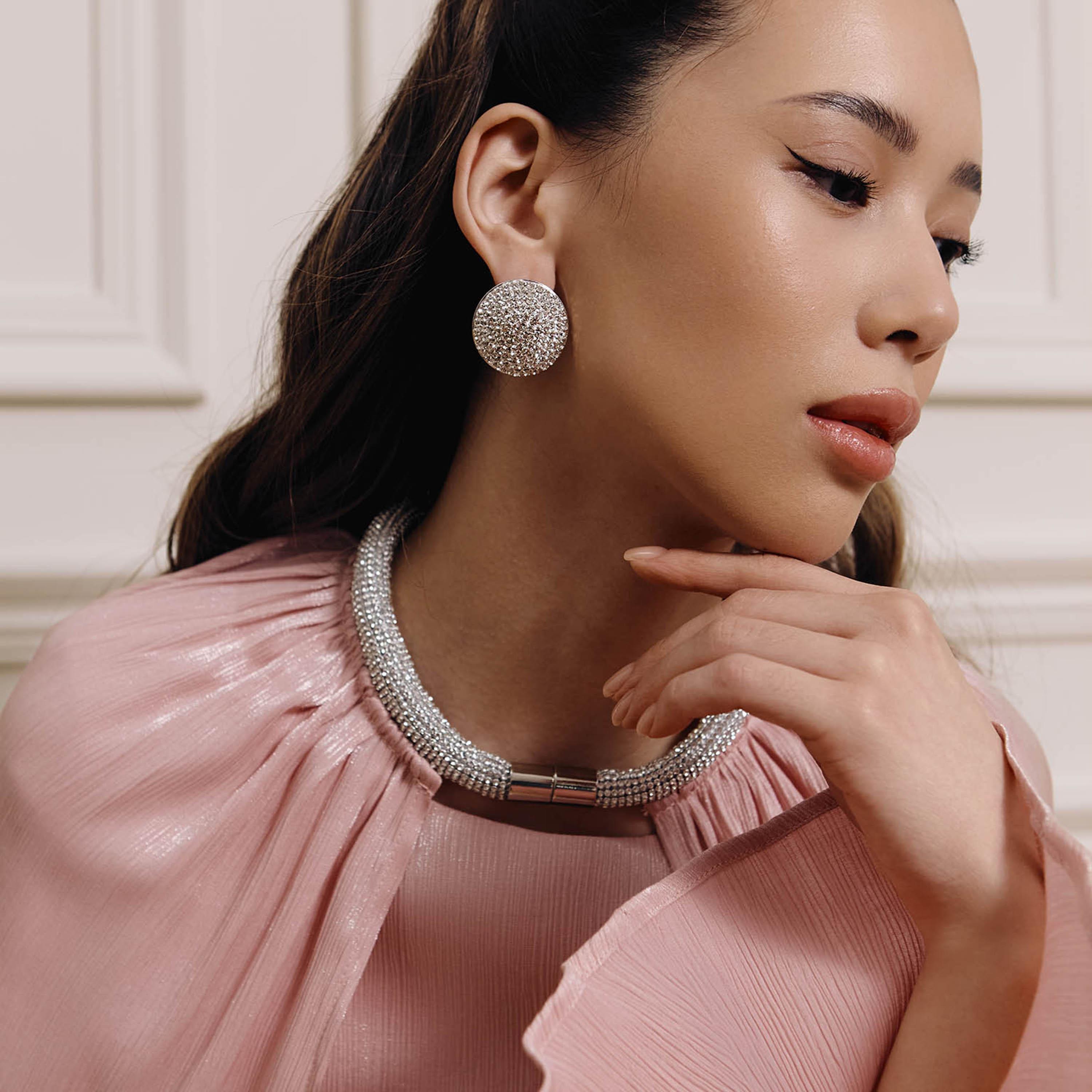 أقراط ليتشي فضية صغيرة للنساء من سبيكة النحاس | ear0559-women-watchesandjewellery-jewellery-earrings-image-1