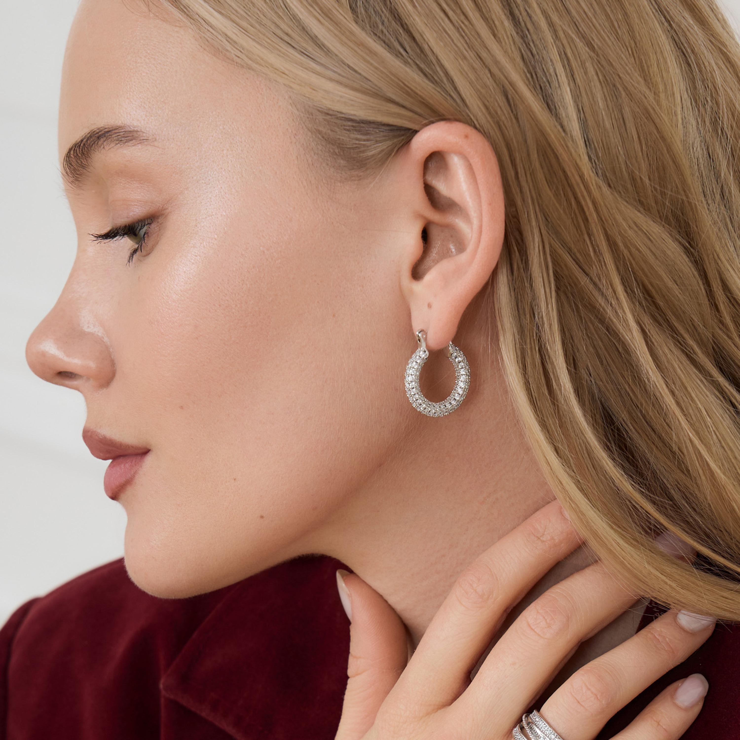 أقراط ليتشي فضية حلقية للنساء من سبيكة النحاس | ear0598-women-watchesandjewellery-jewellery-earrings-image-1