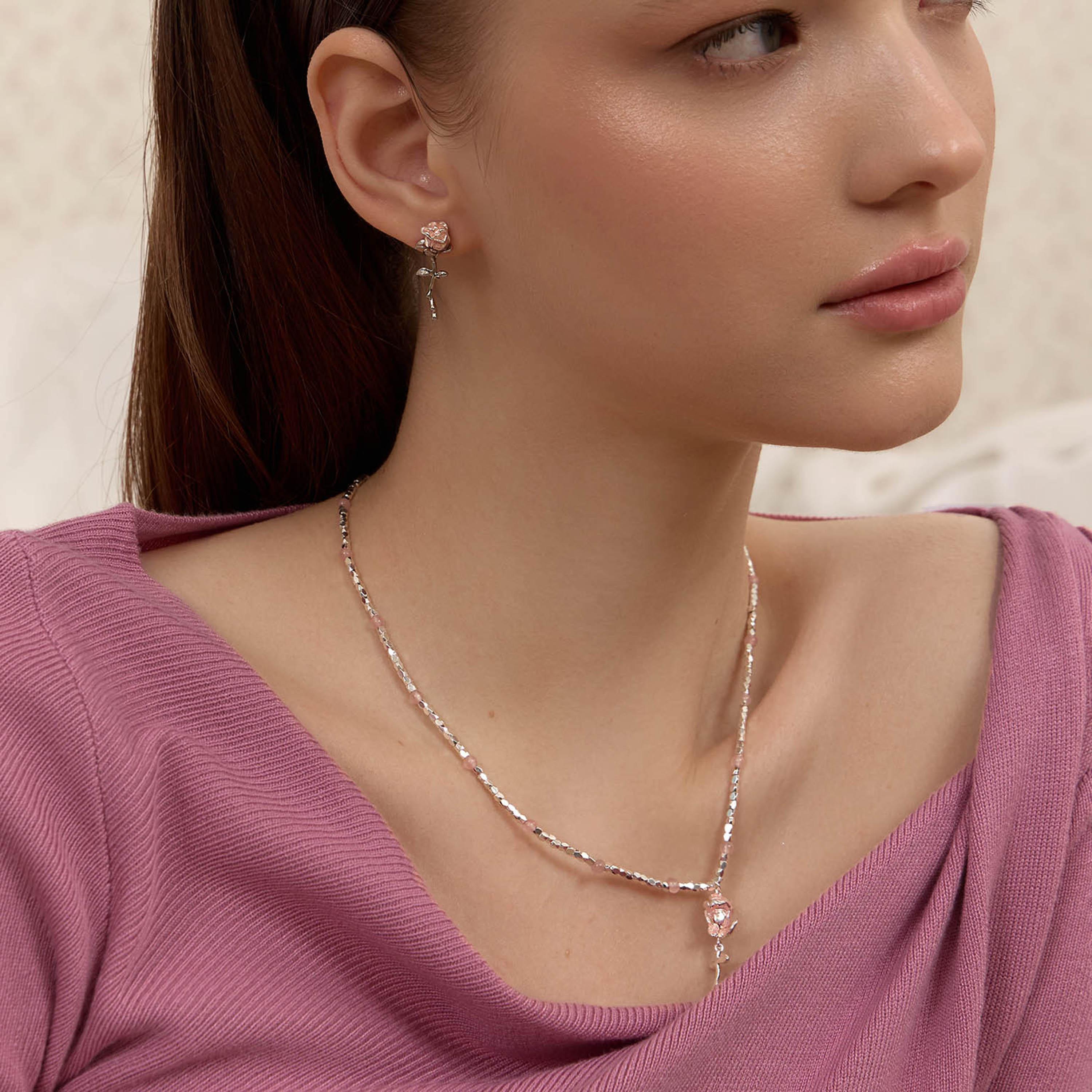 أقراط ليتشي فضية صغيرة للنساء من سبيكة النحاس | ear0612-women-watchesandjewellery-jewellery-earrings-image-1