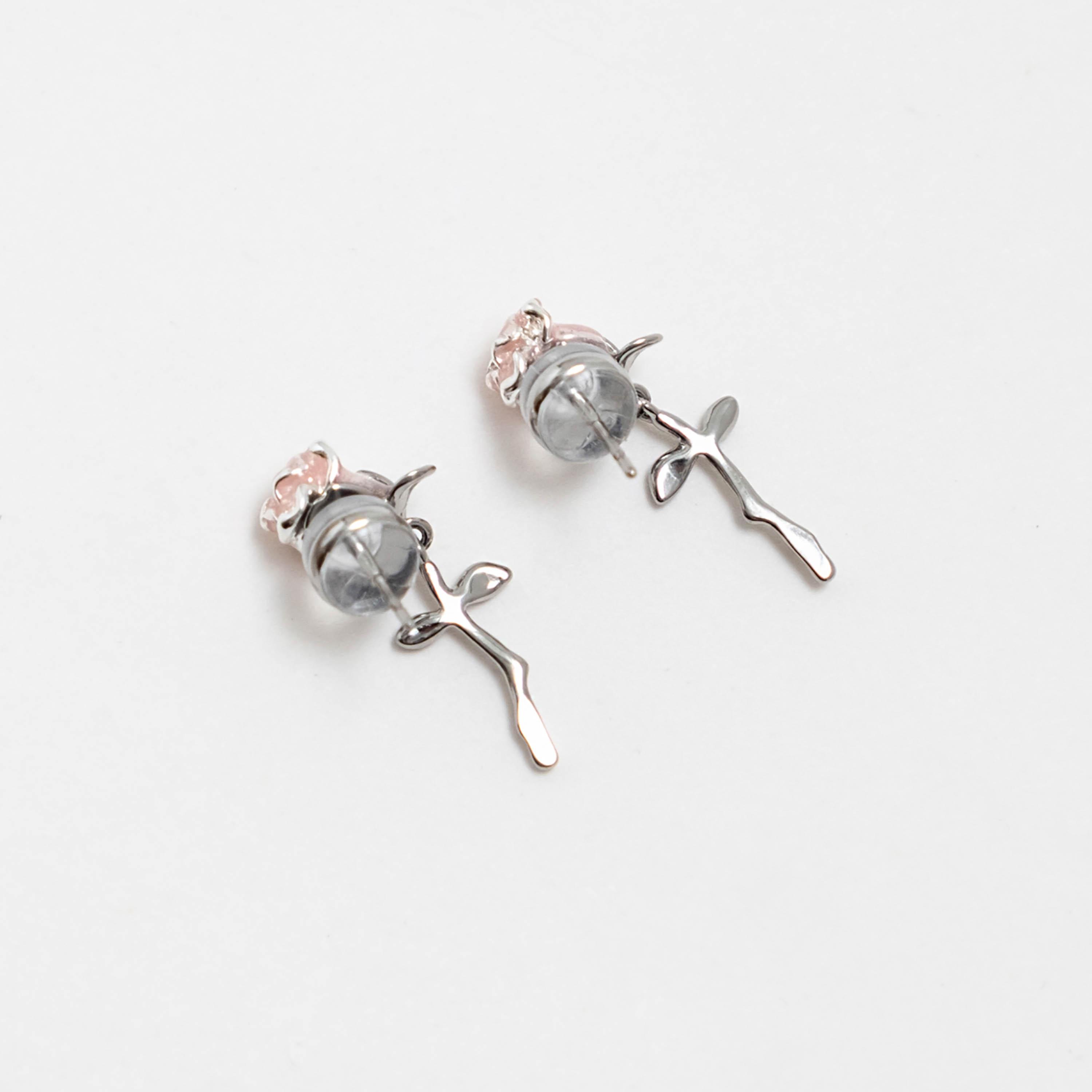 أقراط ليتشي فضية صغيرة للنساء من سبيكة النحاس | ear0612-women-watchesandjewellery-jewellery-earrings-image-3