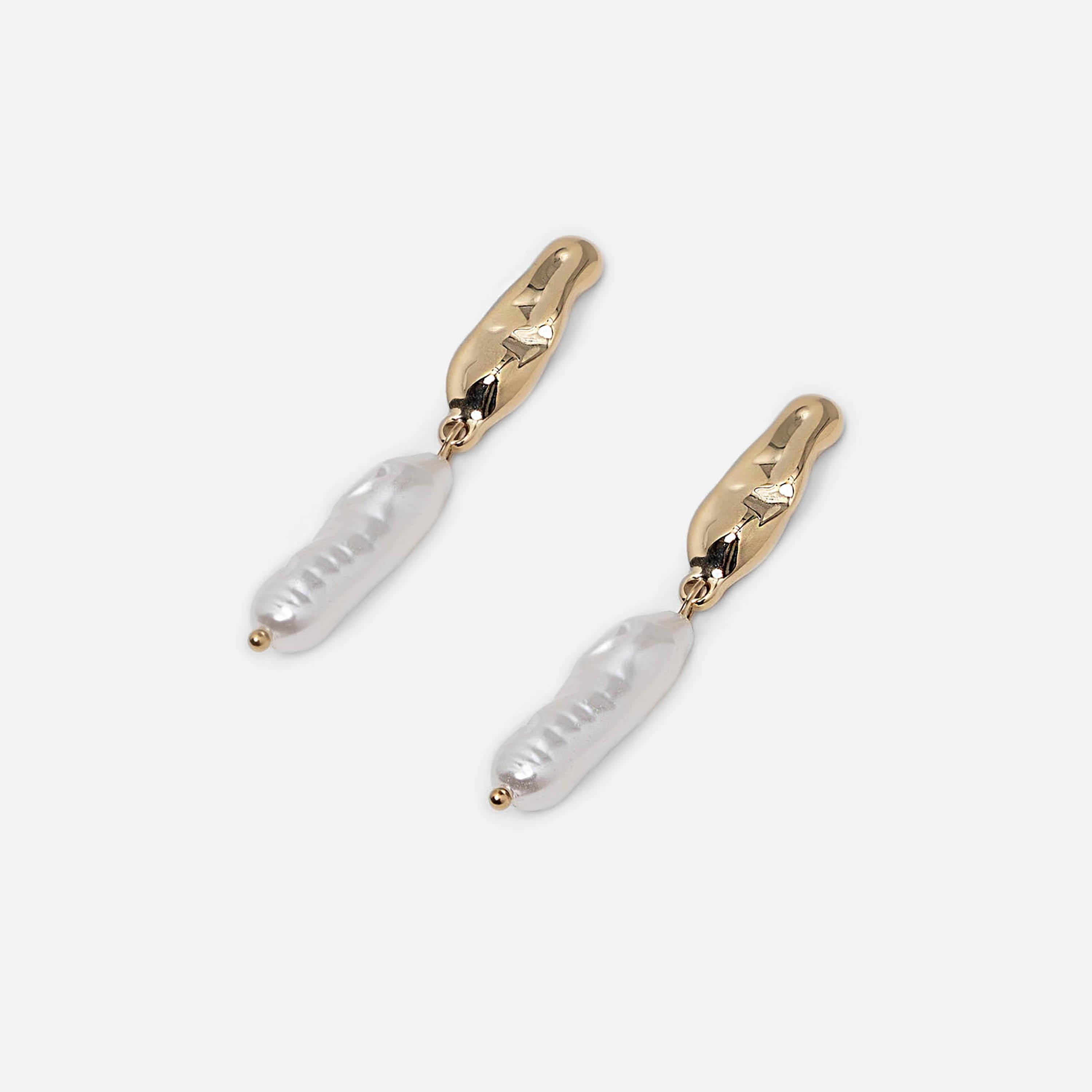 أقراط ليتشي ذهبية متدلية للنساء من الستانلس ستيل | ear0622-women-watchesandjewellery-jewellery-earrings-image-2