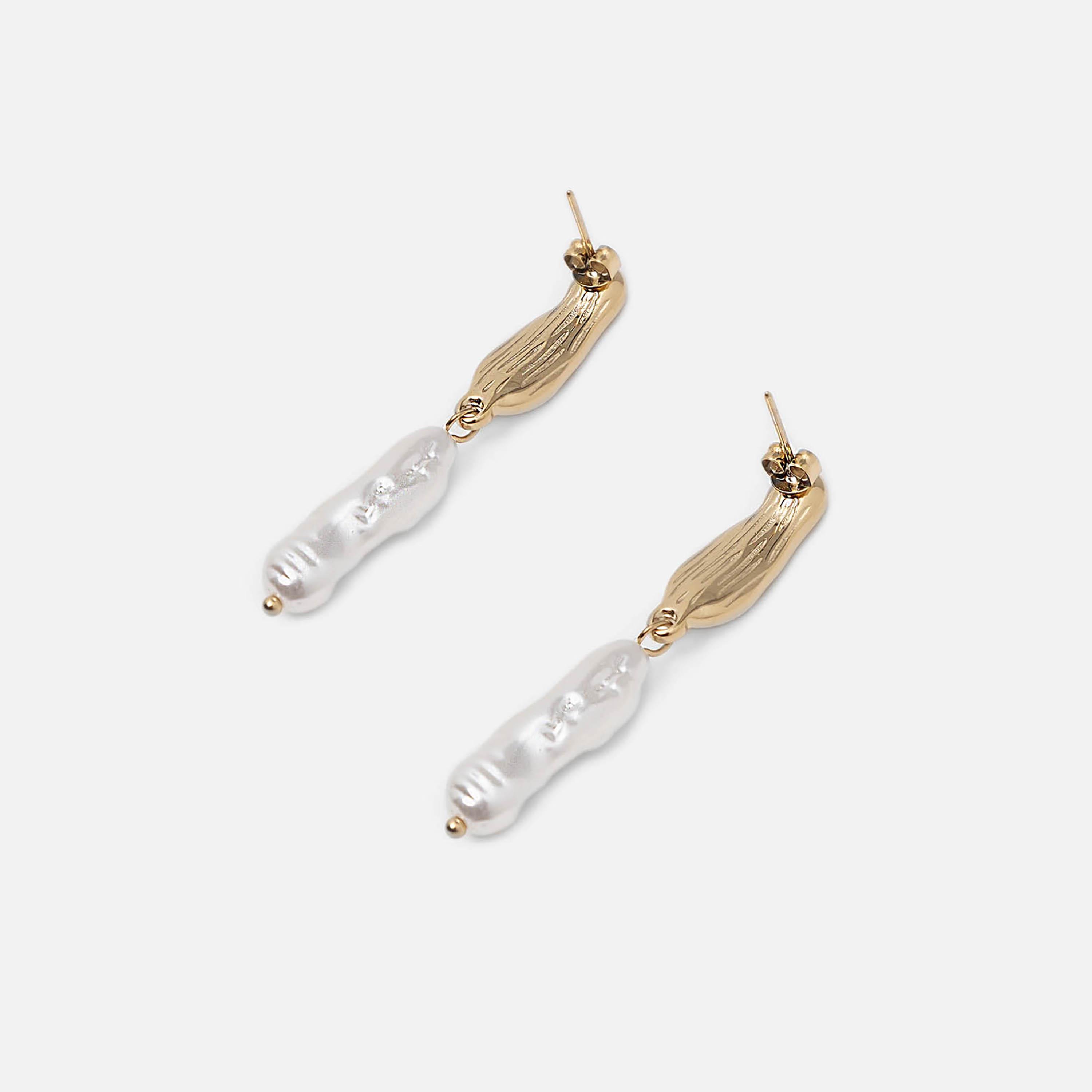أقراط ليتشي ذهبية متدلية للنساء من الستانلس ستيل | ear0622-women-watchesandjewellery-jewellery-earrings-image-3