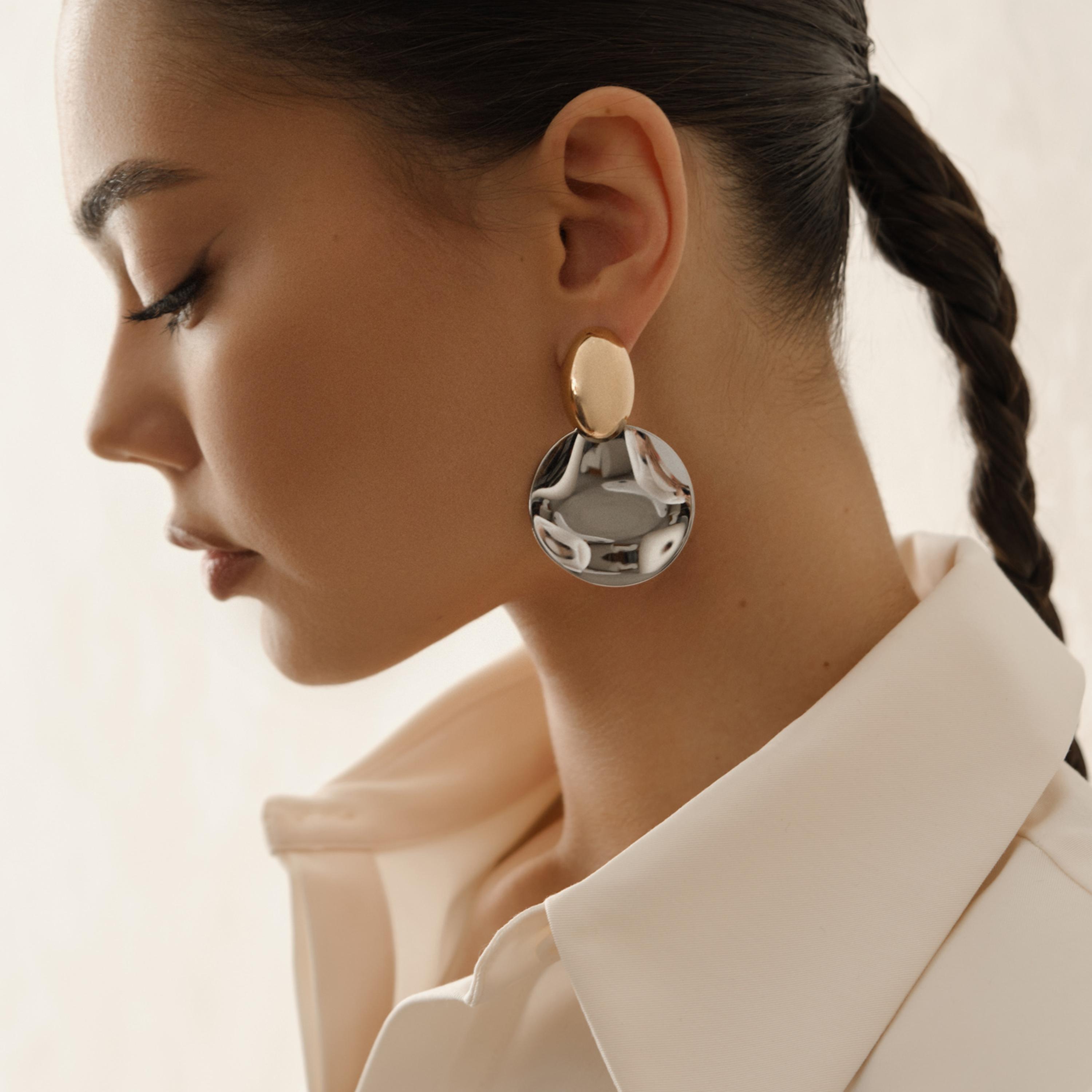 أقراط ليتشي فضية متدلية للنساء من الستانلس ستيل | ear0628-women-watchesandjewellery-jewellery-earrings-image-1