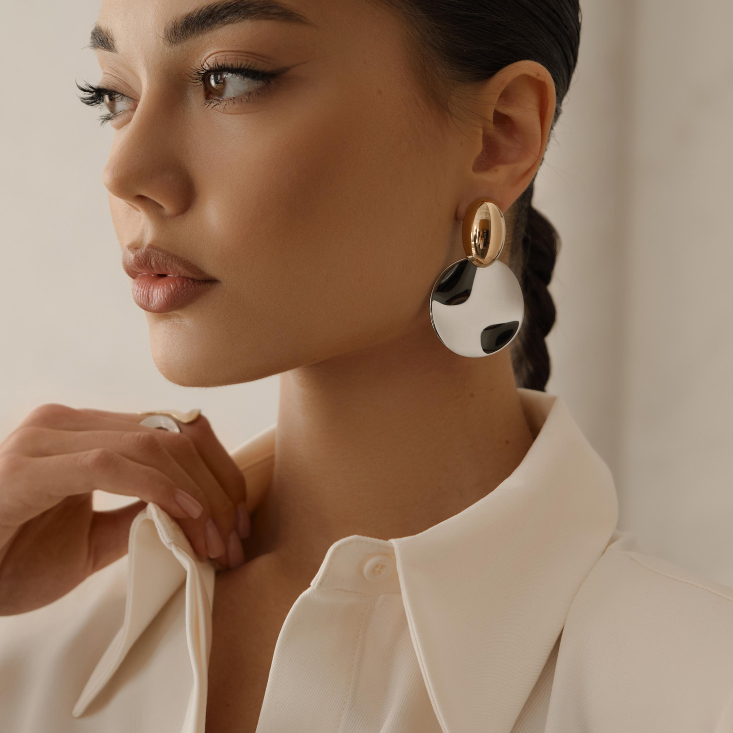 أقراط ليتشي فضية متدلية للنساء من الستانلس ستيل | ear0628-women-watchesandjewellery-jewellery-earrings-image-4