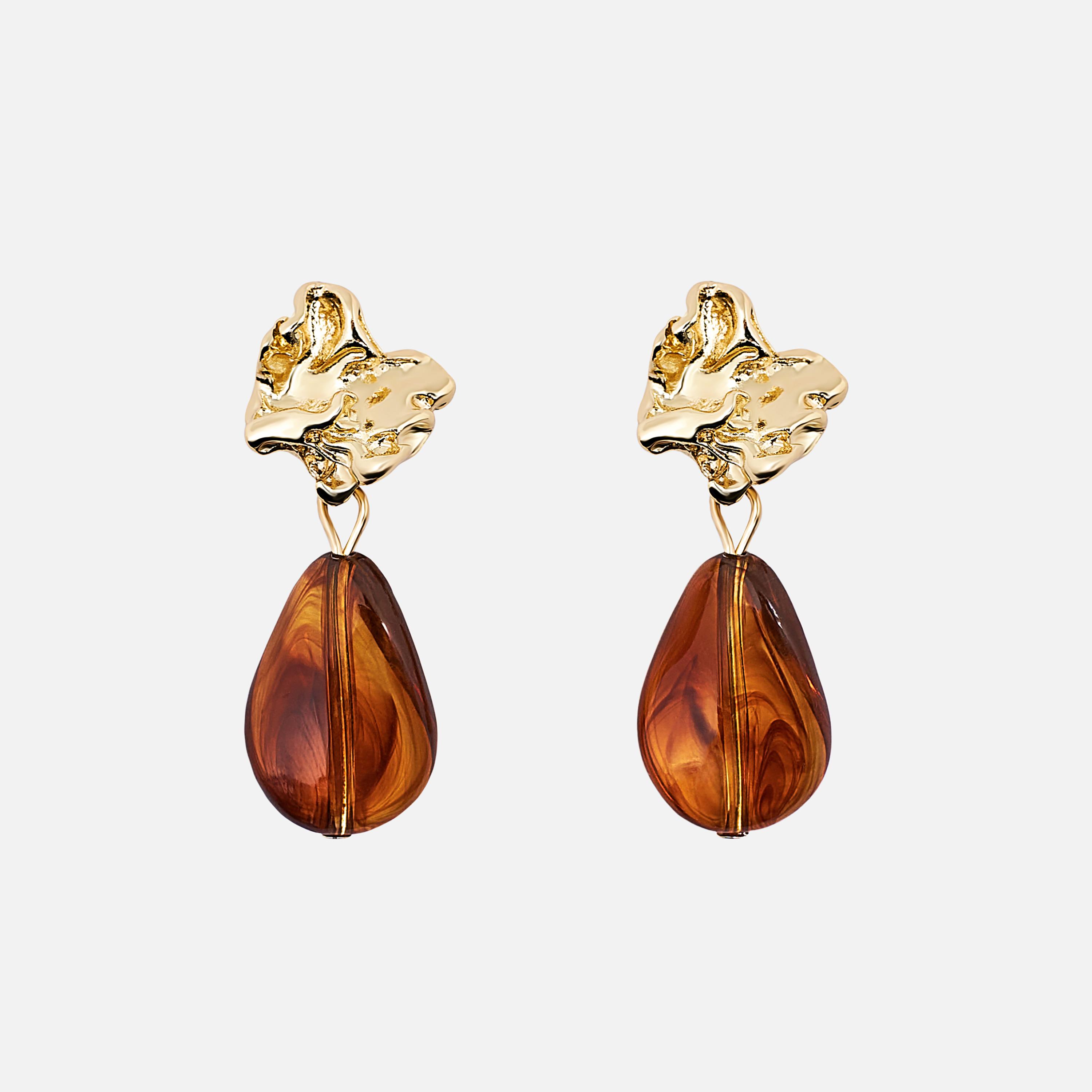 أقراط ليتشي ذهبية متدلية للنساء من سبيكة النحاس | ear0645-women-watchesandjewellery-jewellery-earrings-image-2