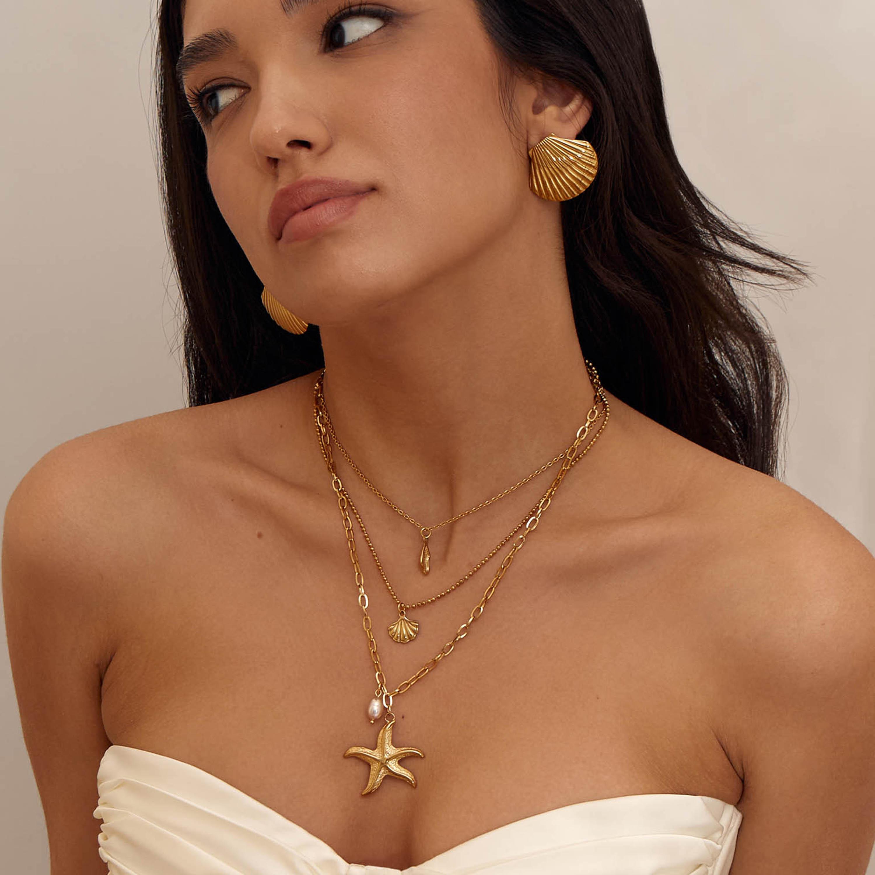 أقراط ليتشي ذهبية صغيرة للنساء من الستانلس ستيل | ear0660-women-watchesandjewellery-jewellery-earrings-image-4