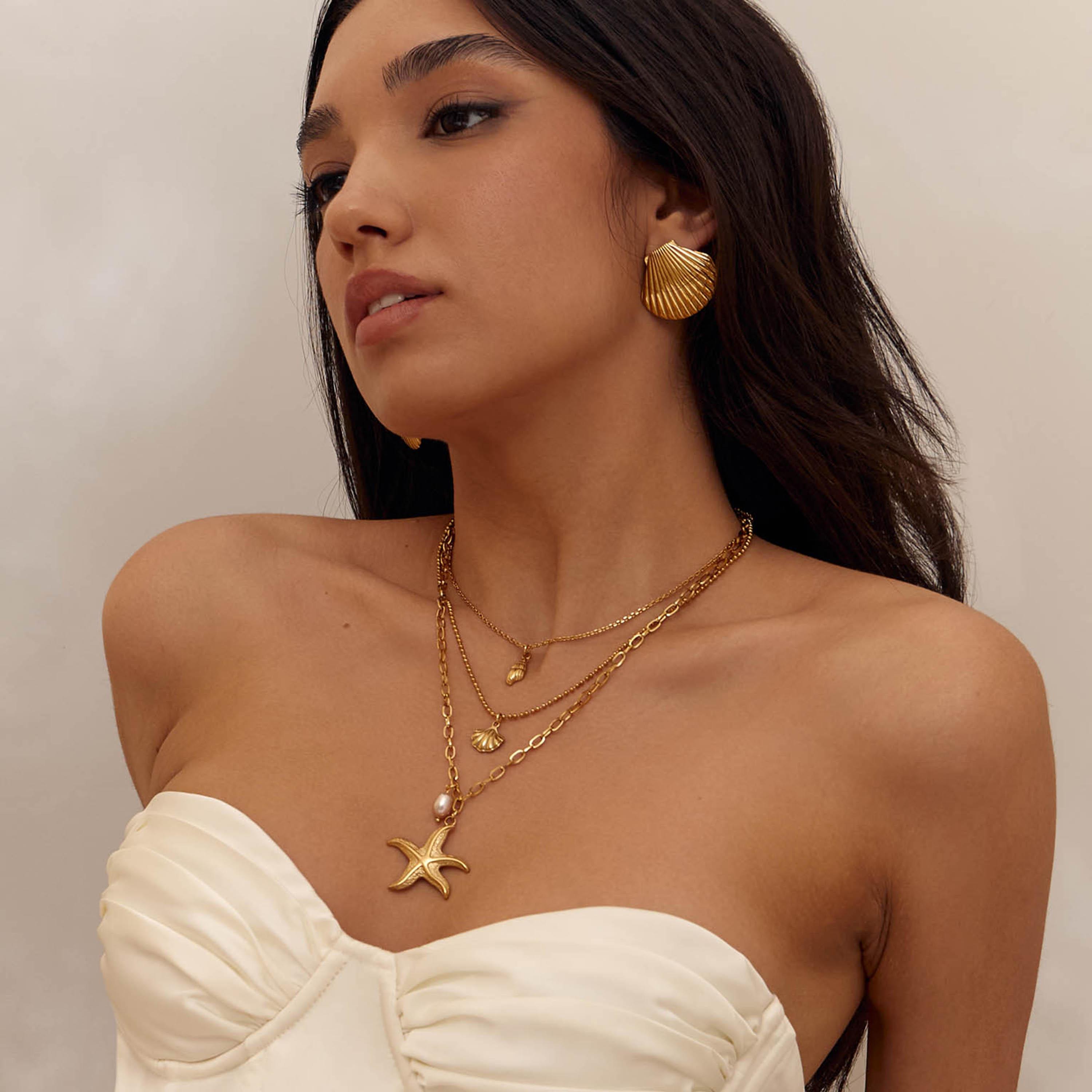 أقراط ليتشي ذهبية صغيرة للنساء من الستانلس ستيل | ear0660-women-watchesandjewellery-jewellery-earrings-image-5