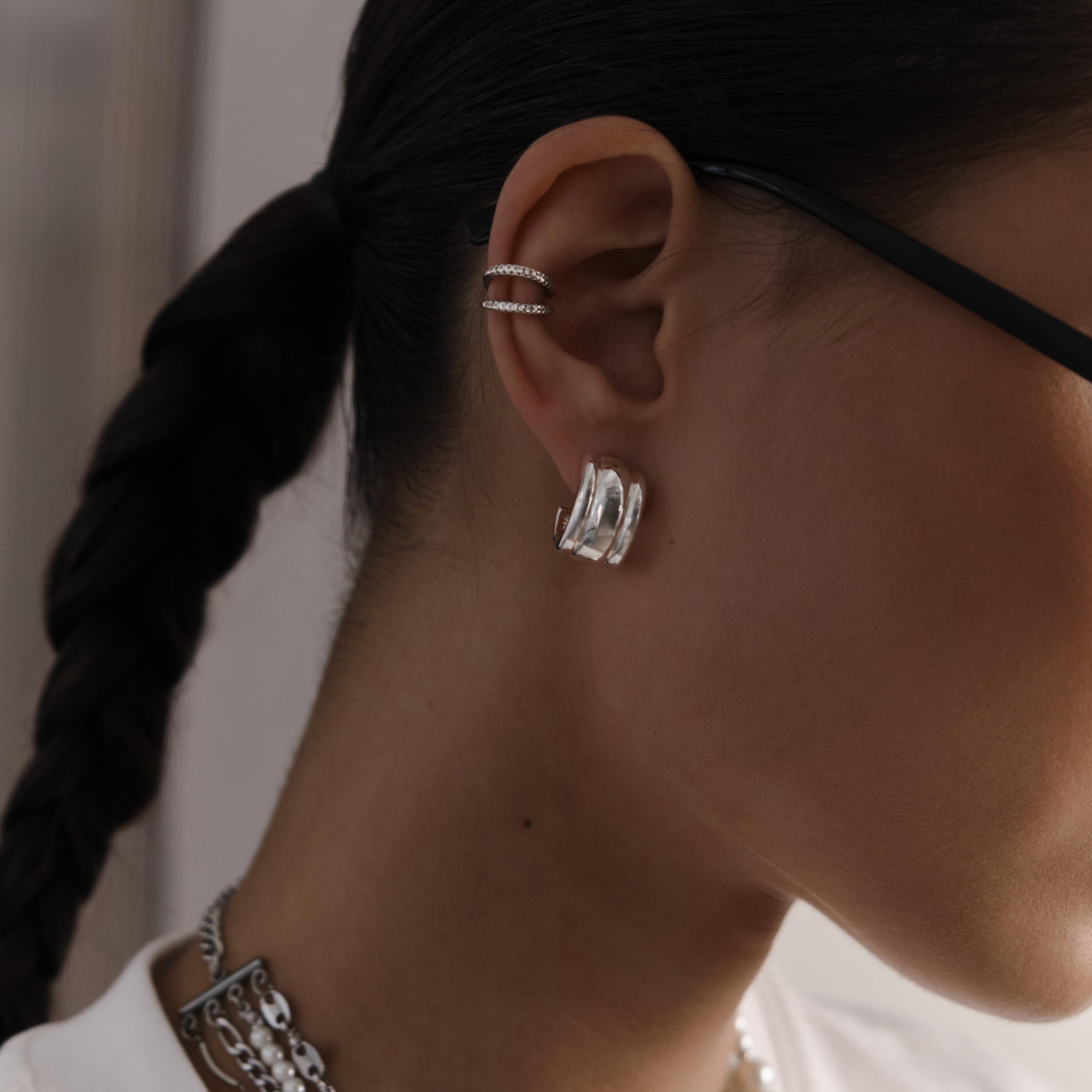 أقراط ليتشي فضية حلقية للنساء من سبيكة النحاس | ear0664-women-watchesandjewellery-jewellery-earrings-image-1