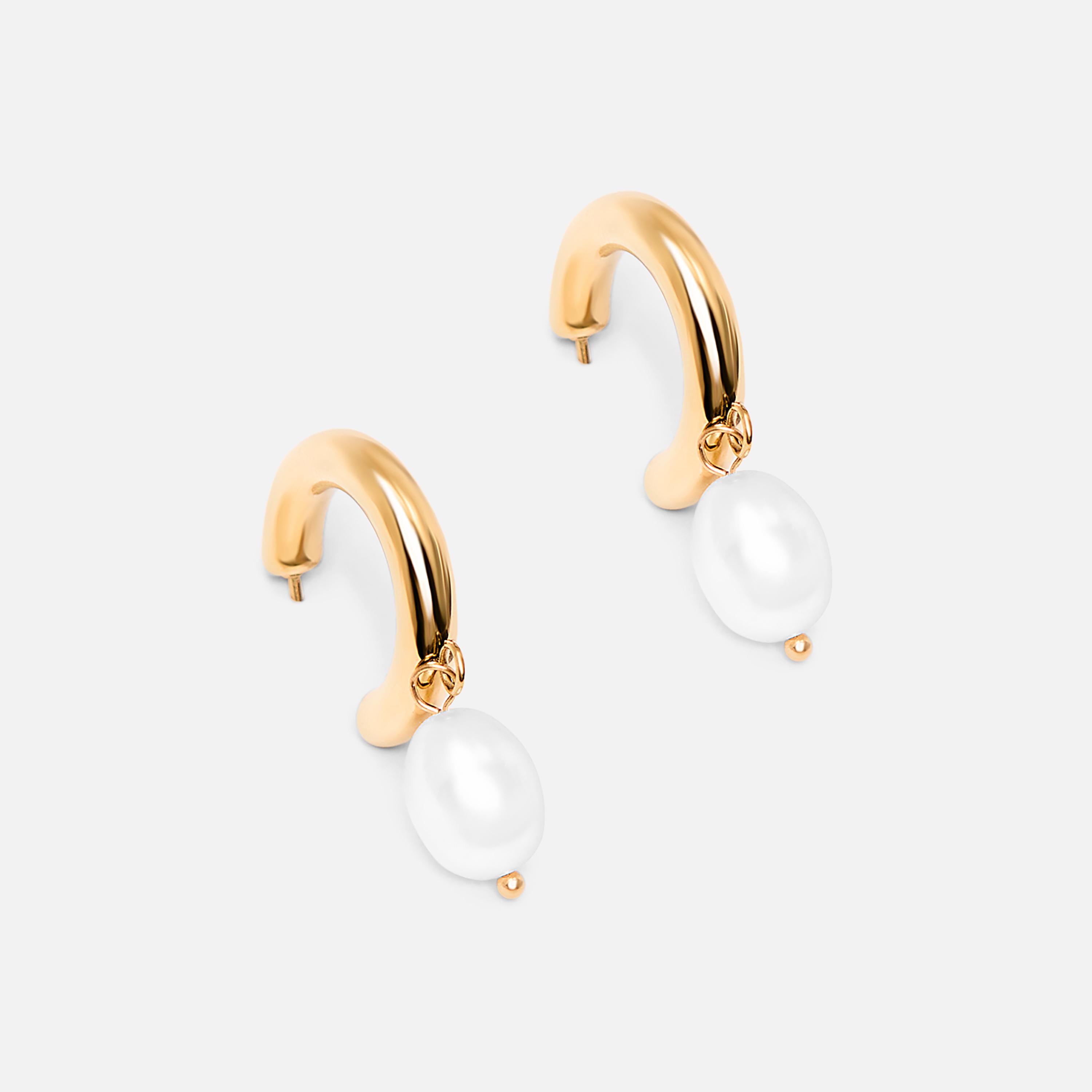 أقراط ليتشي ذهبية حلقية للنساء من الستانلس ستيل | ear0678-women-watchesandjewellery-jewellery-earrings-image-2