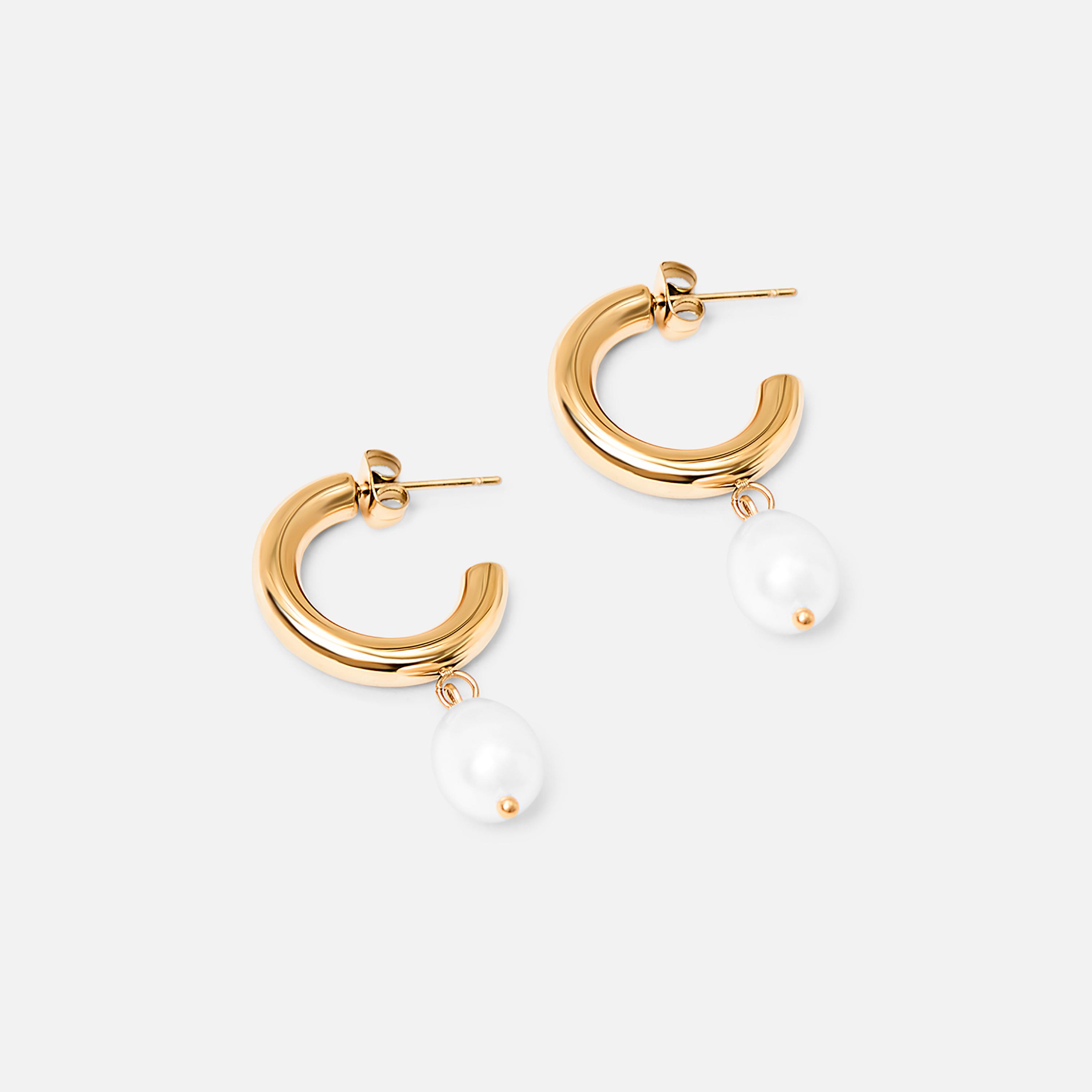أقراط ليتشي ذهبية حلقية للنساء من الستانلس ستيل | ear0678-women-watchesandjewellery-jewellery-earrings-image-3