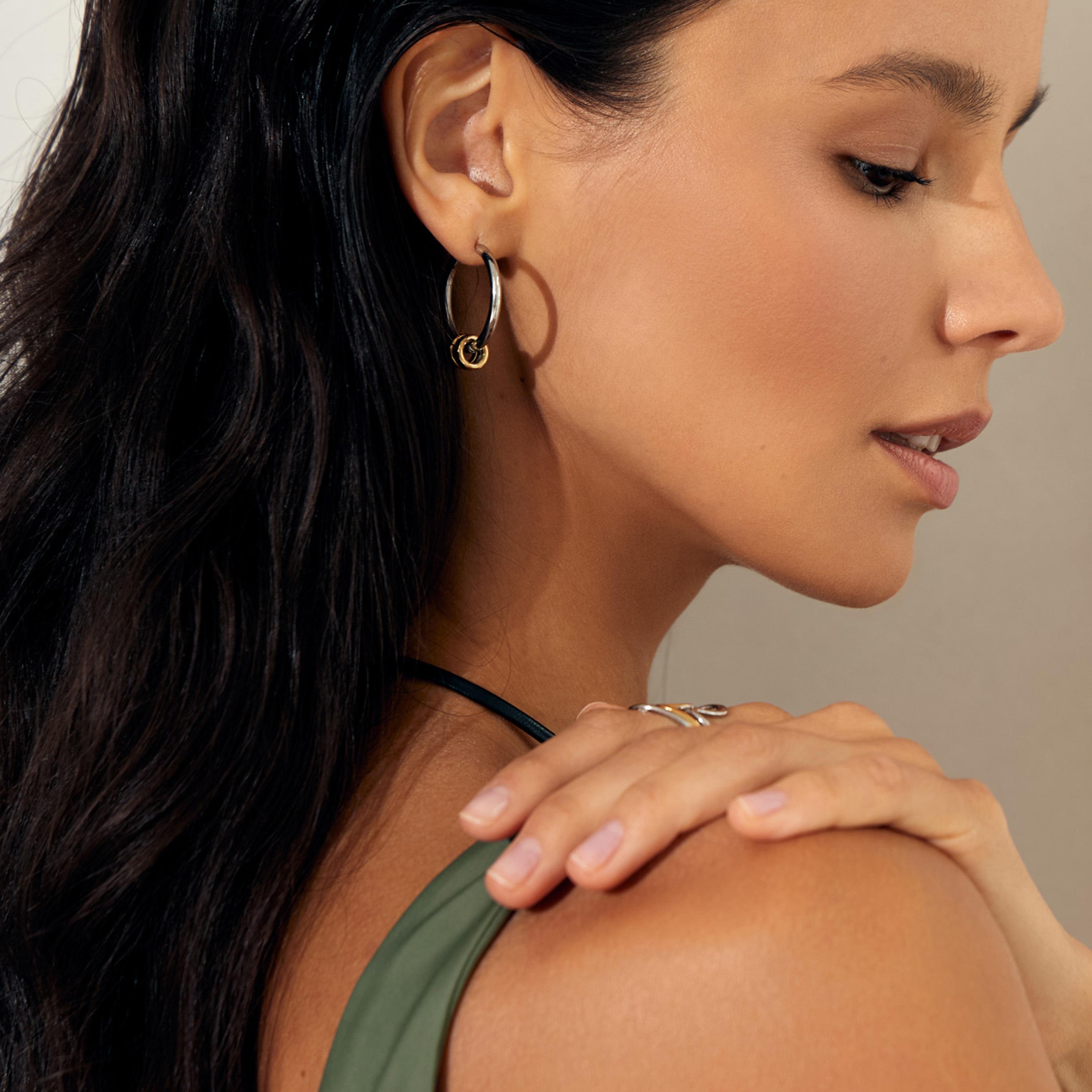 أقراط ليتشي فضية حلقية للنساء من الستانلس ستيل | ear0684-women-watchesandjewellery-jewellery-earrings-image-1