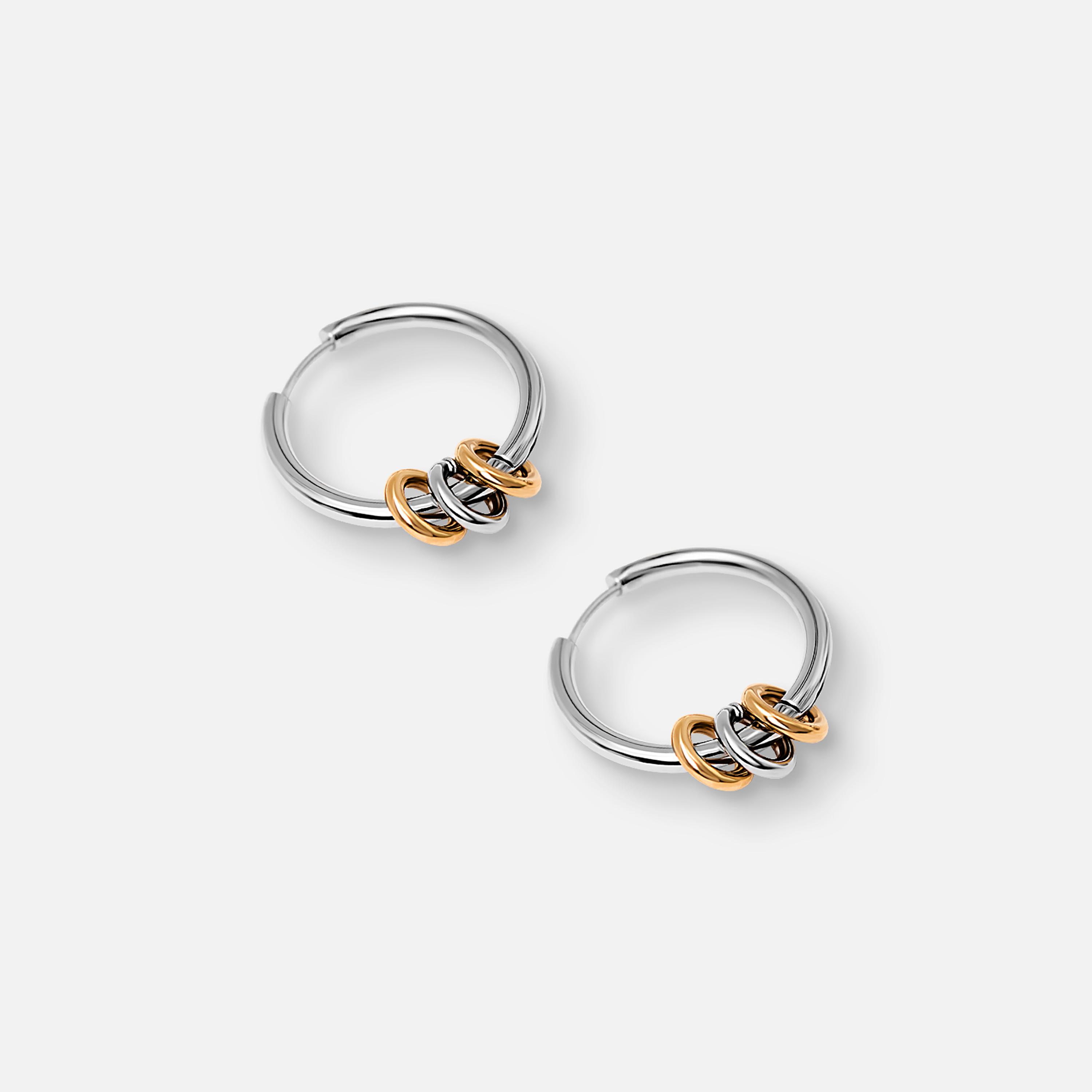 أقراط ليتشي فضية حلقية للنساء من الستانلس ستيل | ear0684-women-watchesandjewellery-jewellery-earrings-image-3