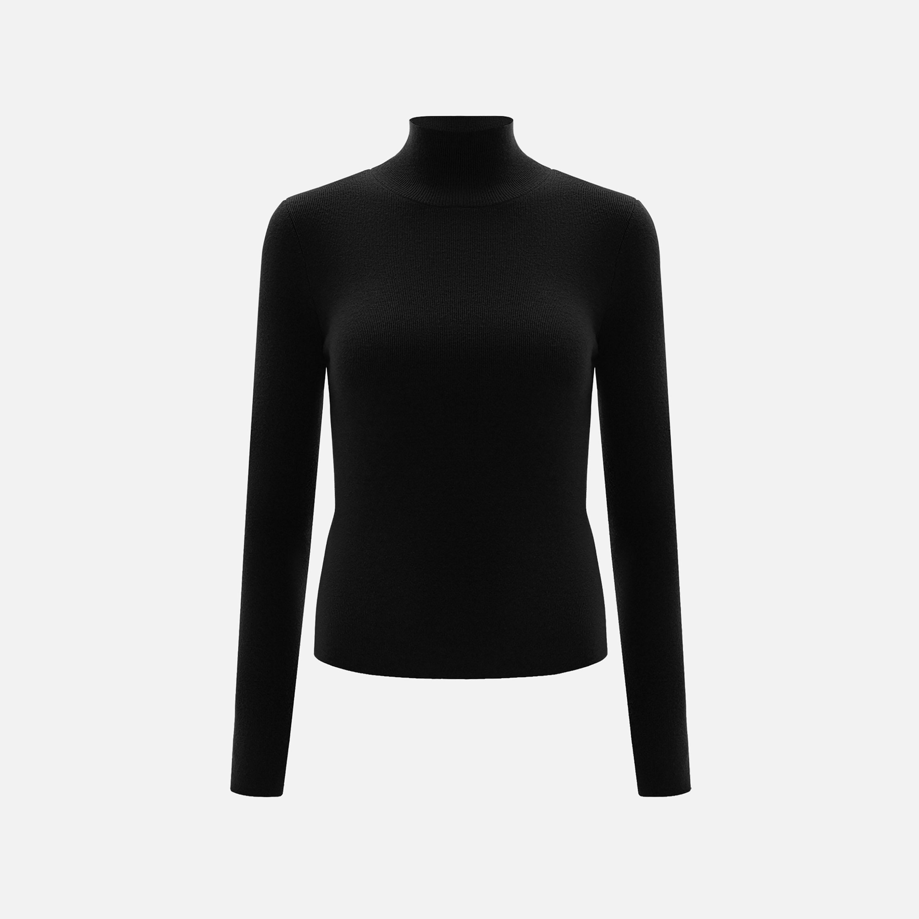 بلوفر حريمي أسود بياقة مرتفعة وأكمام ضيقة من ليتشي-women-winterwear-cardigansandjumpers-jumpers-image-5