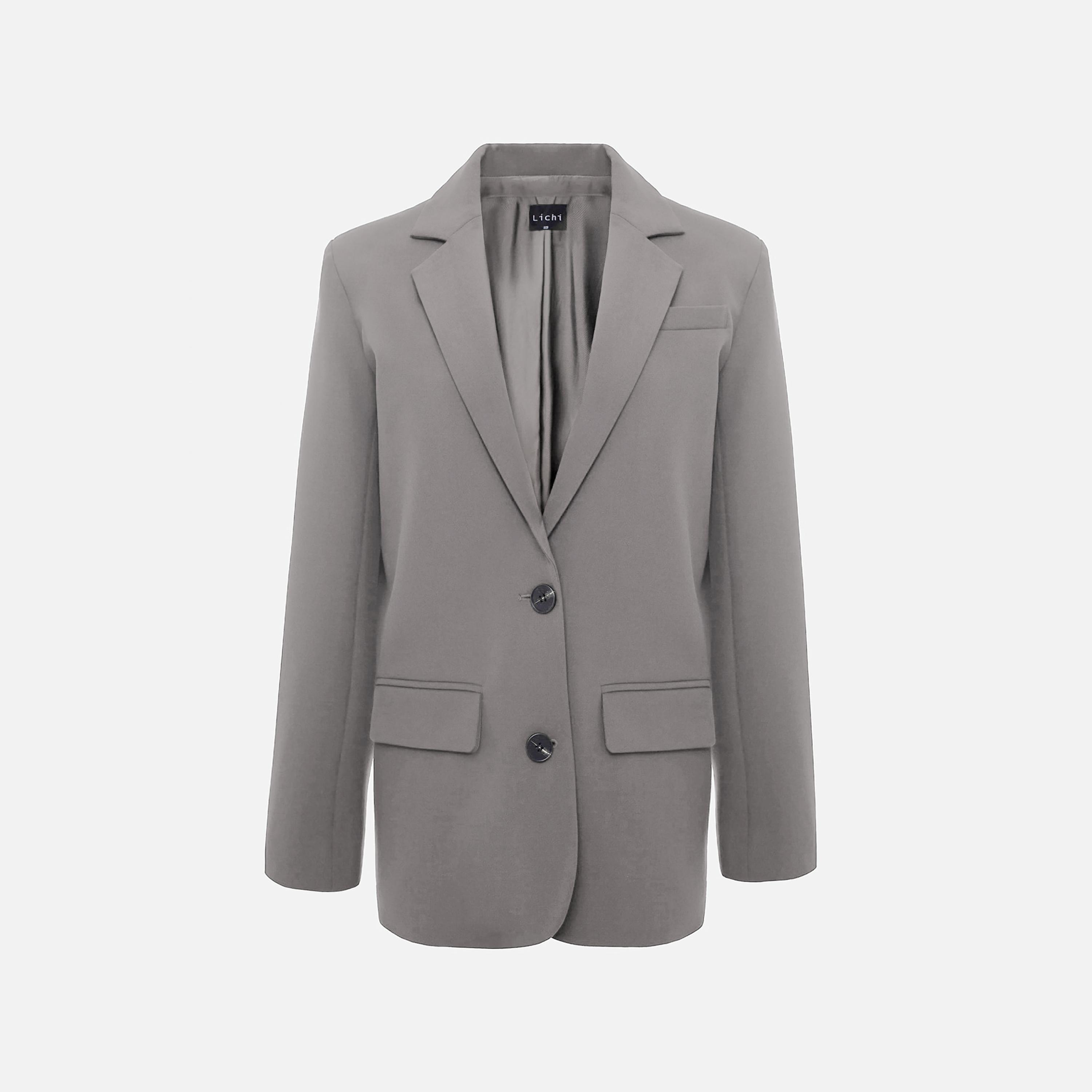 بلازر حريمي بياقة مطوية باللون البيج من ليتشي-women-clothing-coatsandjackets-blazers-image-5