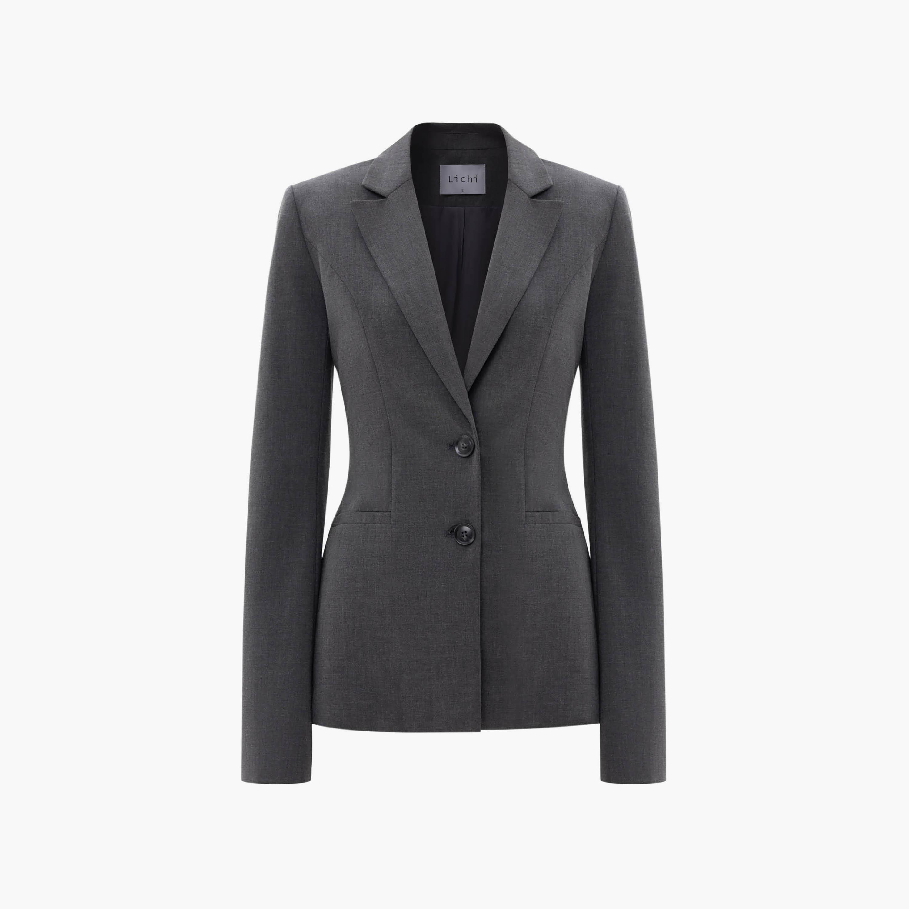 بليزر بصف أزرار واحد وبياقة لايبيل للنساء من ليتشي-women-clothing-coatsandjackets-blazers-image-5
